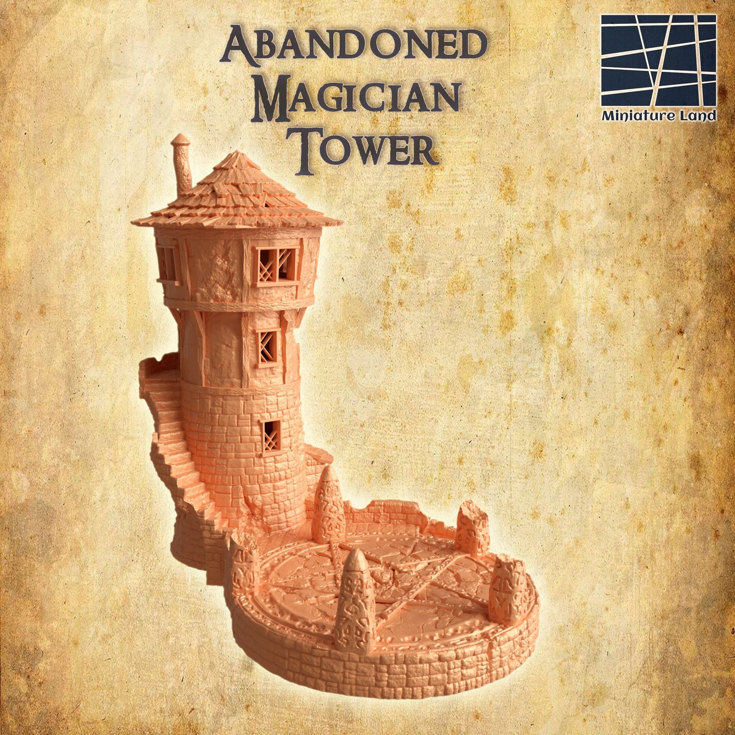 Ruined Mage Tower, Ruined Tower, Magician Ruin, Tabletop Terrain, Gaming Miniature, Tabletop Scenery