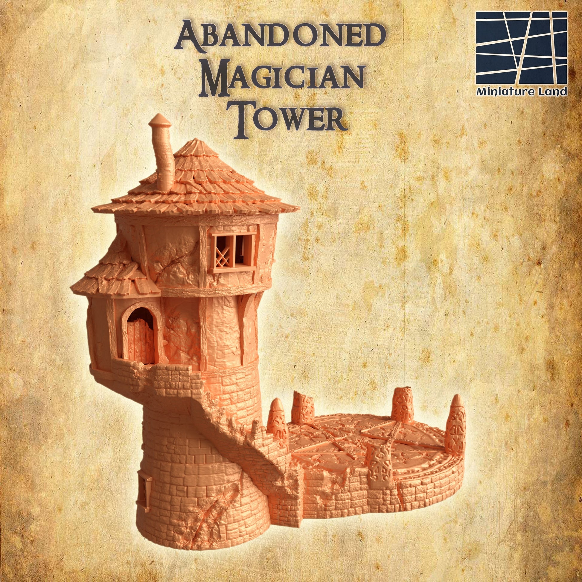 Ruined Mage Tower, Ruined Tower, Magician Ruin, Tabletop Terrain, Gaming Miniature, Tabletop Scenery