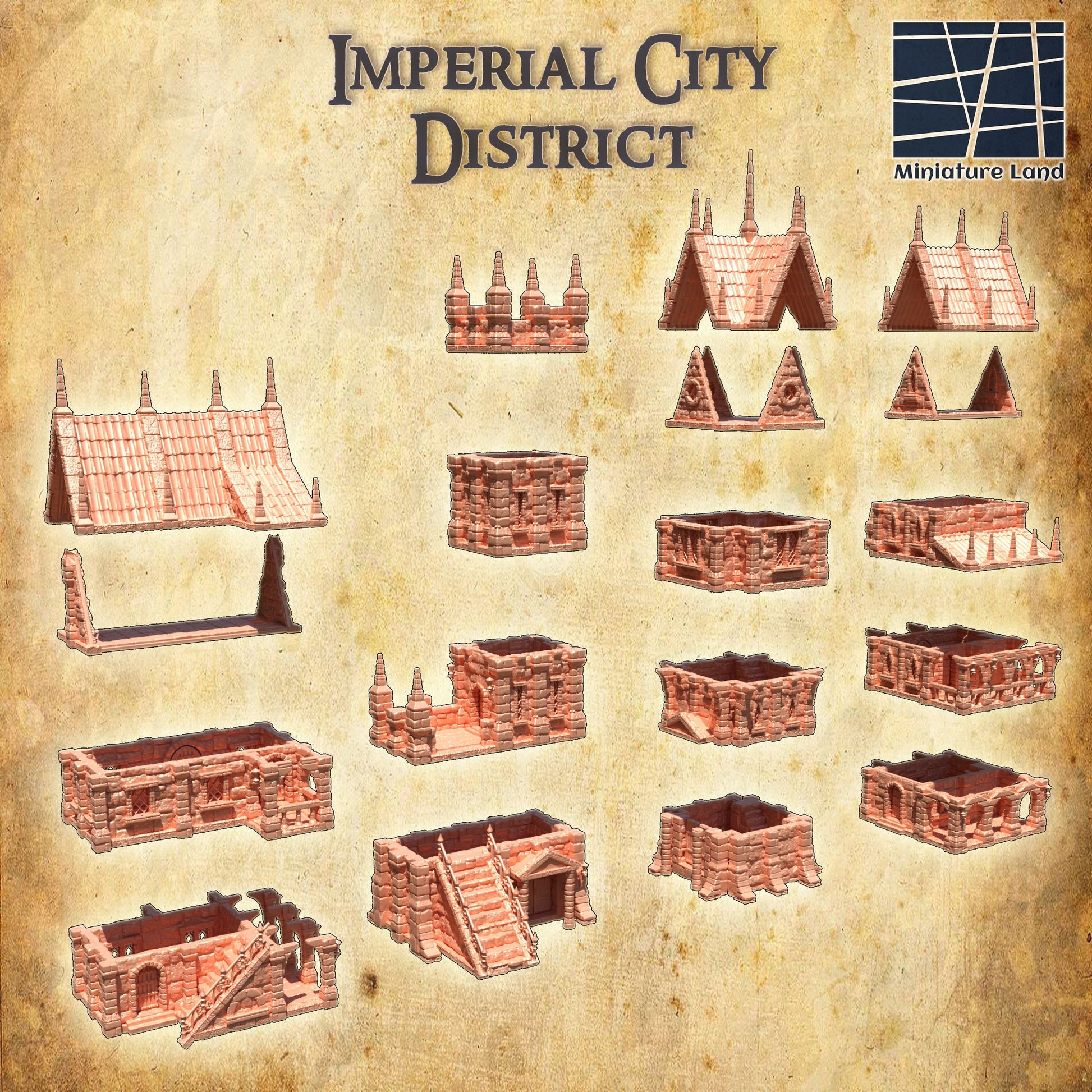 Imperial City District, 28mm, Imperial City, City, The king, Dnd Terrain, Tabletop Castle. castle city