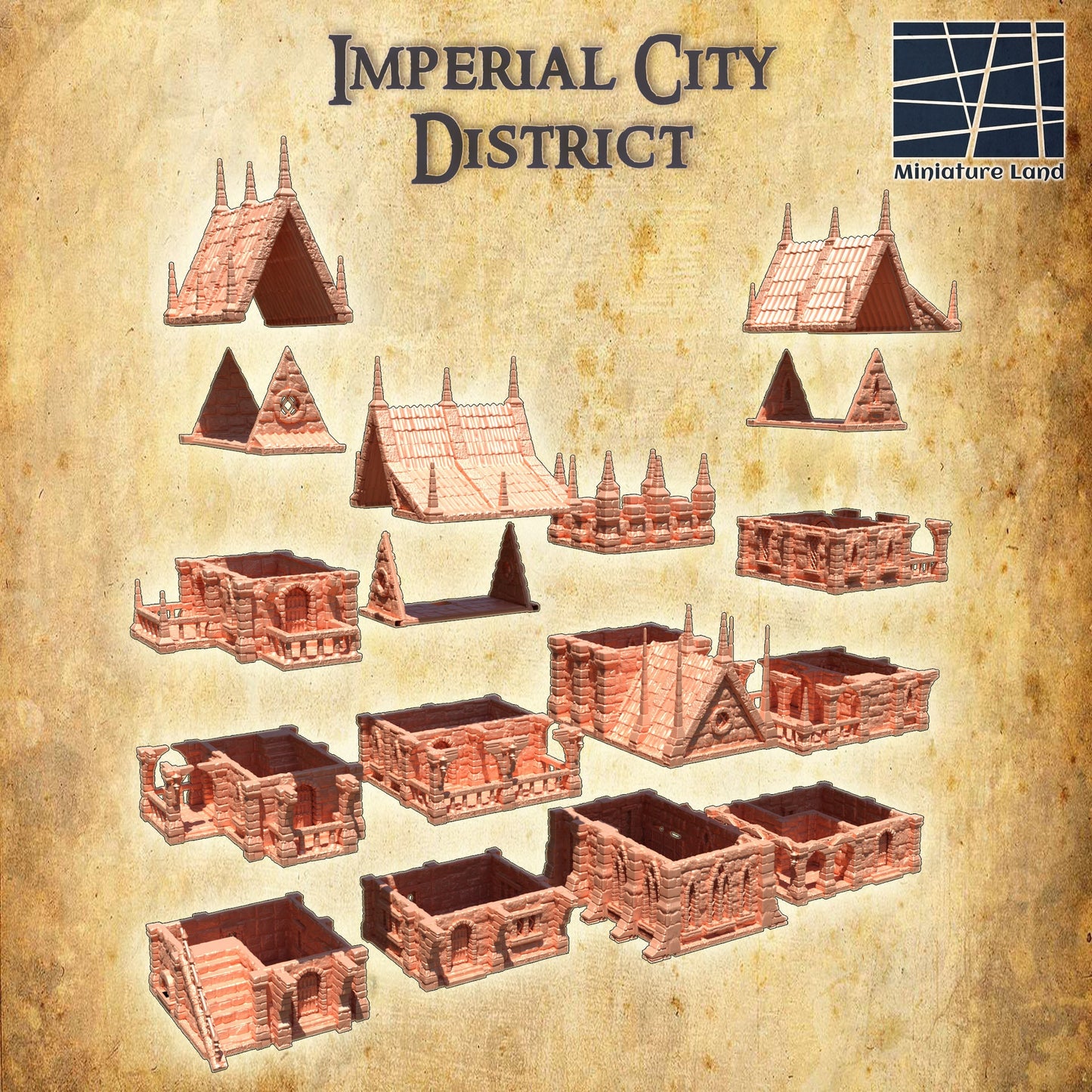 Imperial City District, 28mm, Imperial City, City, The king, Dnd Terrain, Tabletop Castle. castle city