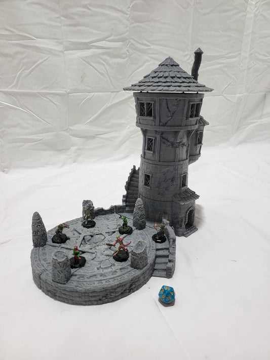 Ruined Mage Tower, Ruined Tower, Magician Ruin, Tabletop Terrain, Gaming Miniature, Tabletop Scenery