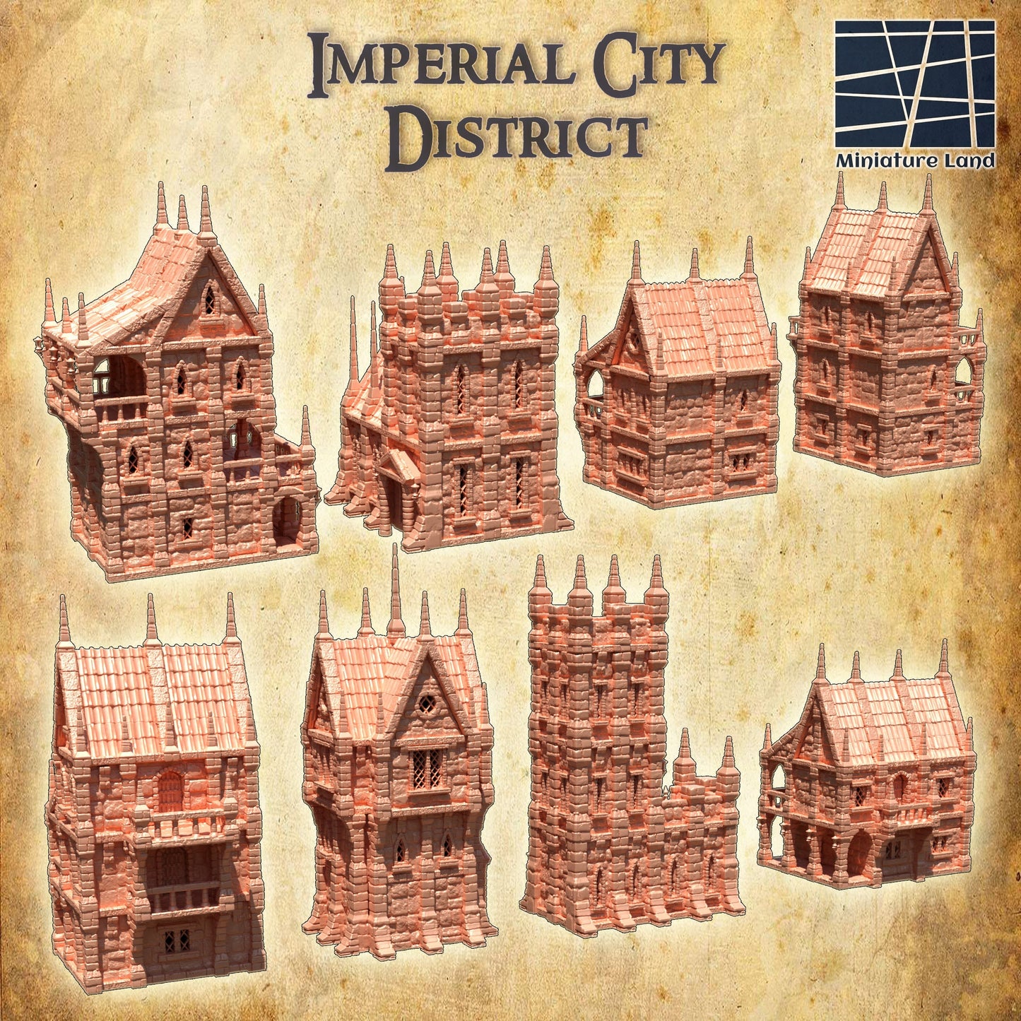 Imperial City District, 28mm, Imperial City, City, The king, Dnd Terrain, Tabletop Castle. castle city