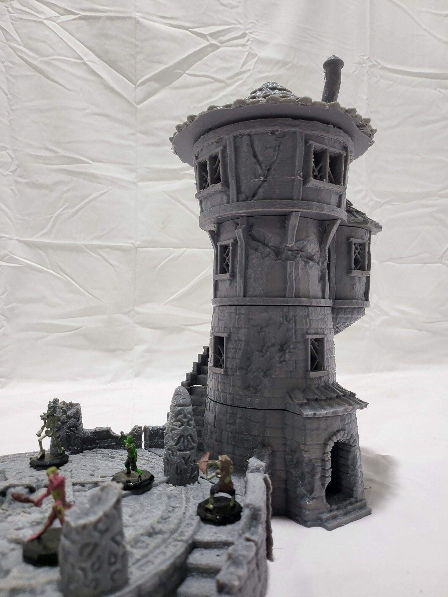 Ruined Mage Tower, Ruined Tower, Magician Ruin, Tabletop Terrain, Gaming Miniature, Tabletop Scenery