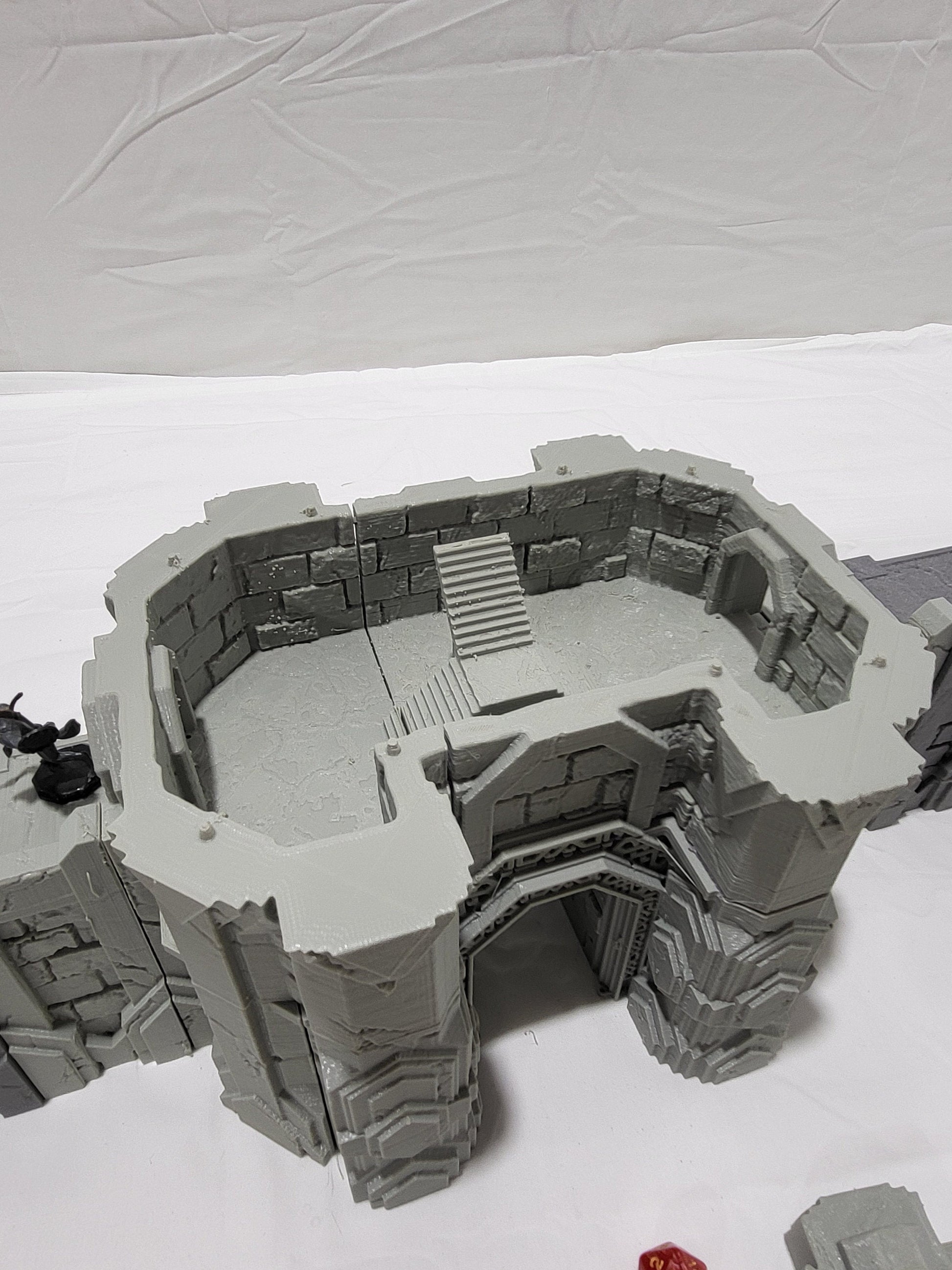 Dwarf, Walls, Kir Badur, Erraborn, eraborn, dwarven, dwarf gate, dwarvengate, dwarf walls, tabletop terrain, tabletop wall, tabletop, lookout tower, tower, lookout, watchtower, terrain, dnd terrain, ruins, tabletop ruins, tabletop tower, orc tower