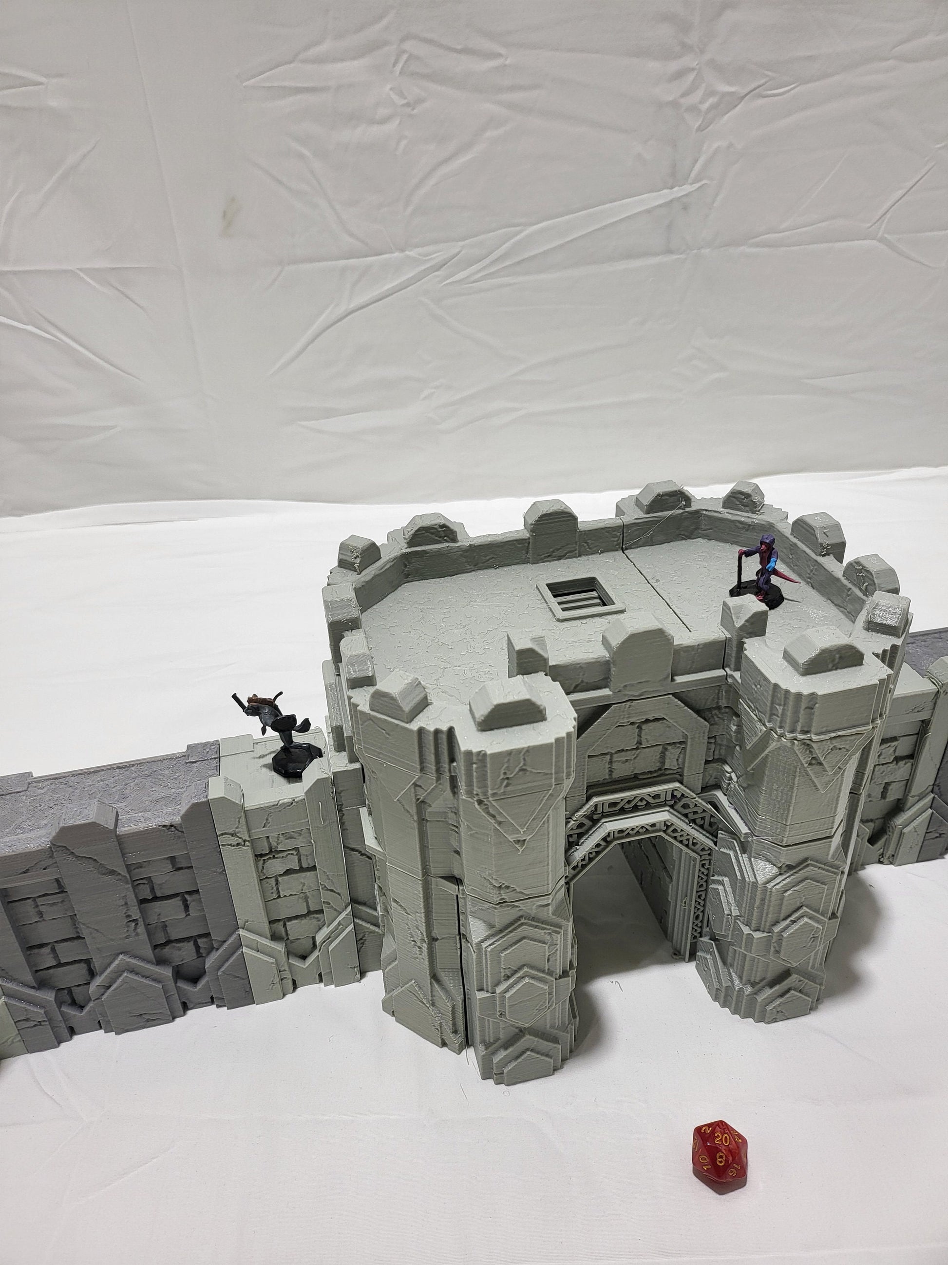 Dwarf, Walls, Kir Badur, Erraborn, eraborn, dwarven, dwarf gate, dwarvengate, dwarf walls, tabletop terrain, tabletop wall, tabletop, lookout tower, tower, lookout, watchtower, terrain, dnd terrain, ruins, tabletop ruins, tabletop tower, orc tower