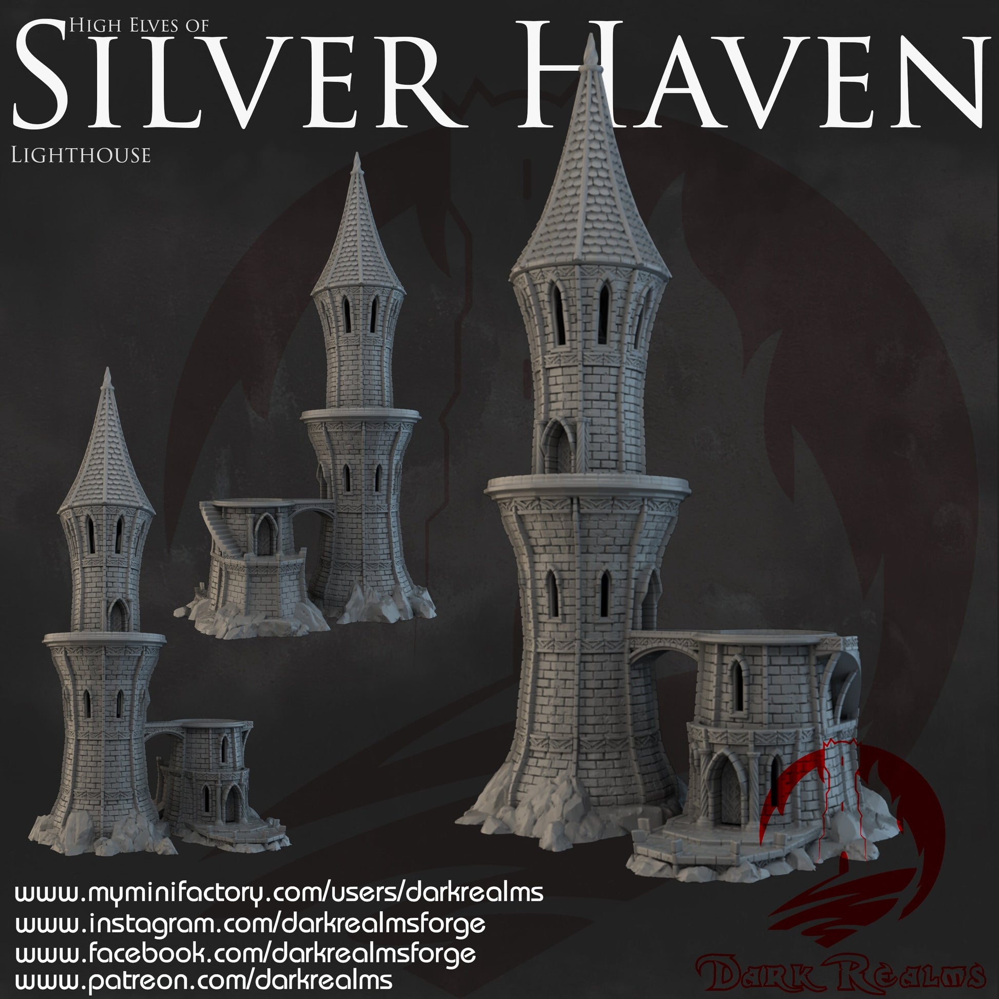 DnD Miniature, 40k Terrain, Train Terrain, Tabletop Town, Tabletop Game, Dnd Table, DND Terrain, DND Miniatures, gaming terrain, 28mm Castle, 28mm Terrain, warhammer, time keeper, Silver Haven, Elven River City, lighthouse, tower,watchtower