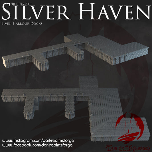 DnD Miniature, 40k Terrain, Train Terrain, Tabletop Town, Tabletop Game, Dnd Table, DND Terrain, DND Miniatures, gaming terrain, 28mm Castle, 28mm Terrain, warhammer, time keeper, Silver Haven, Elven River City,Modular Dock, Elf, Dock, Docks, Boats