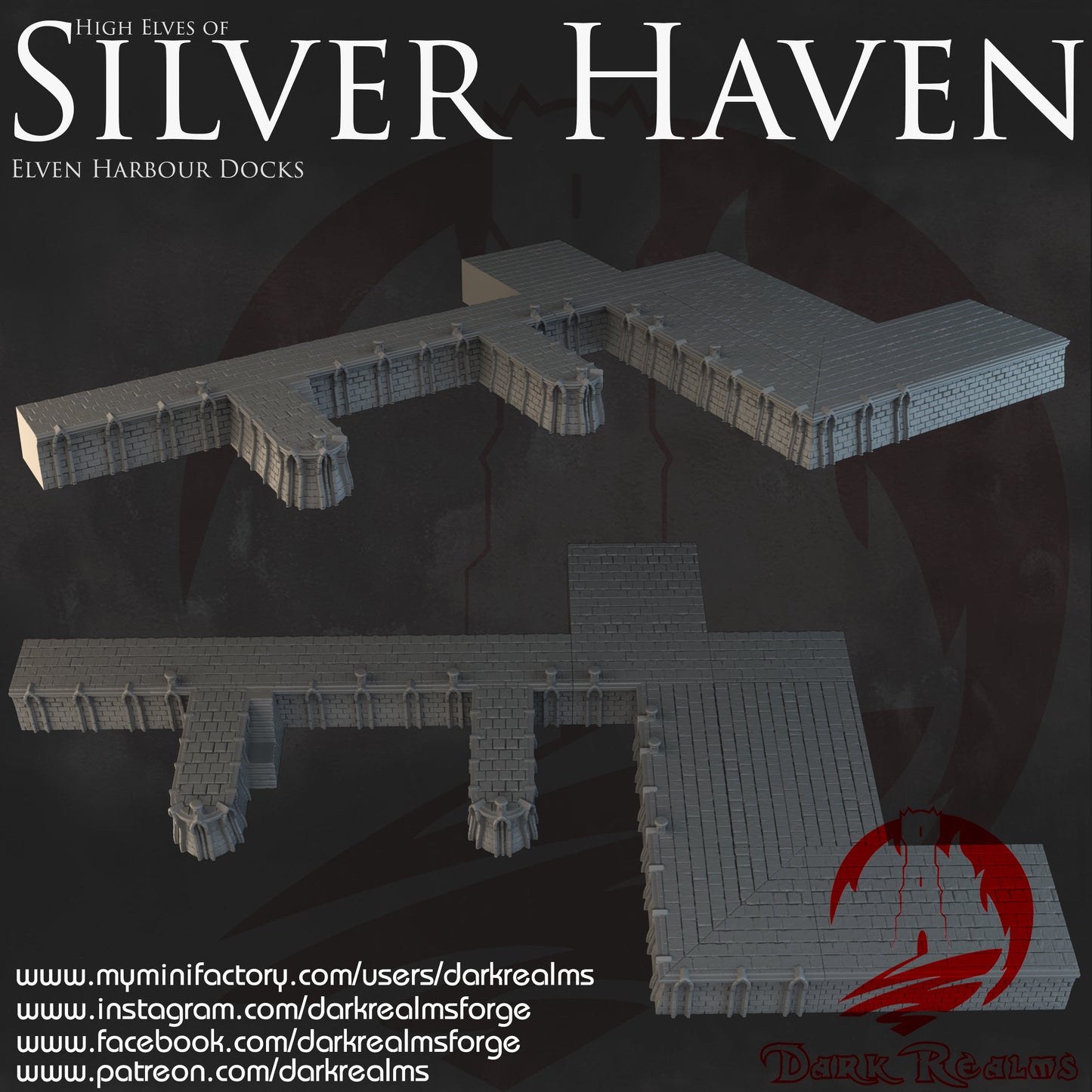 DnD Miniature, 40k Terrain, Train Terrain, Tabletop Town, Tabletop Game, Dnd Table, DND Terrain, DND Miniatures, gaming terrain, 28mm Castle, 28mm Terrain, warhammer, time keeper, Silver Haven, Elven River City,Modular Dock, Elf, Dock, Docks, Boats