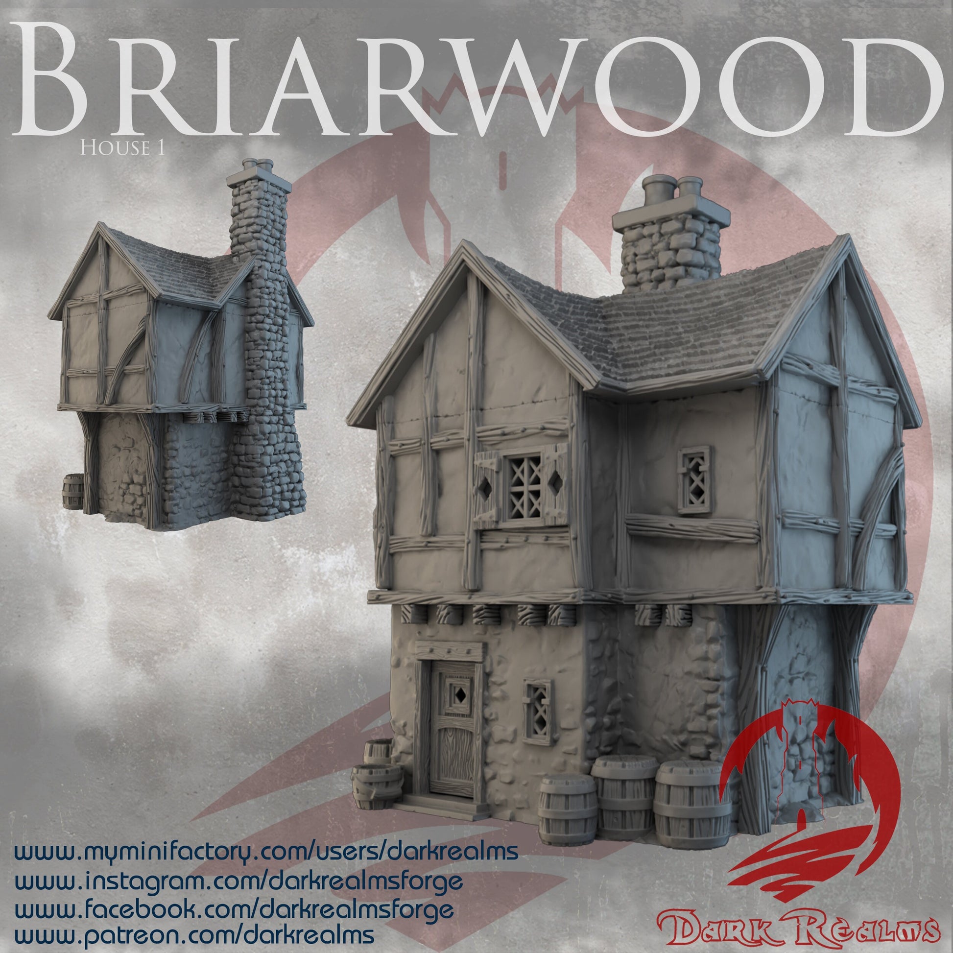 DnD Miniature, 40k Terrain, Train Terrain, Tabletop Town, Tabletop Game, Dnd Table, DND Terrain, DND Miniatures, gaming terrain, 28mm Terrain, Briarwood, Gate and walls, gatehouse, gate, walls, dnd