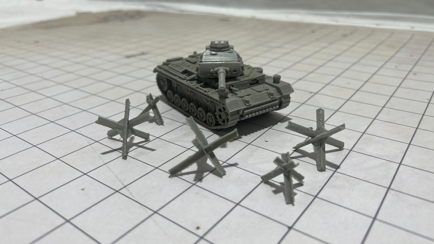 pz-iii-m-n-flamn with hedgehogs, Panzerkampfwagen, PzKpfw V, , Modern warfare, Tabletop terrain, WW2, WWII,