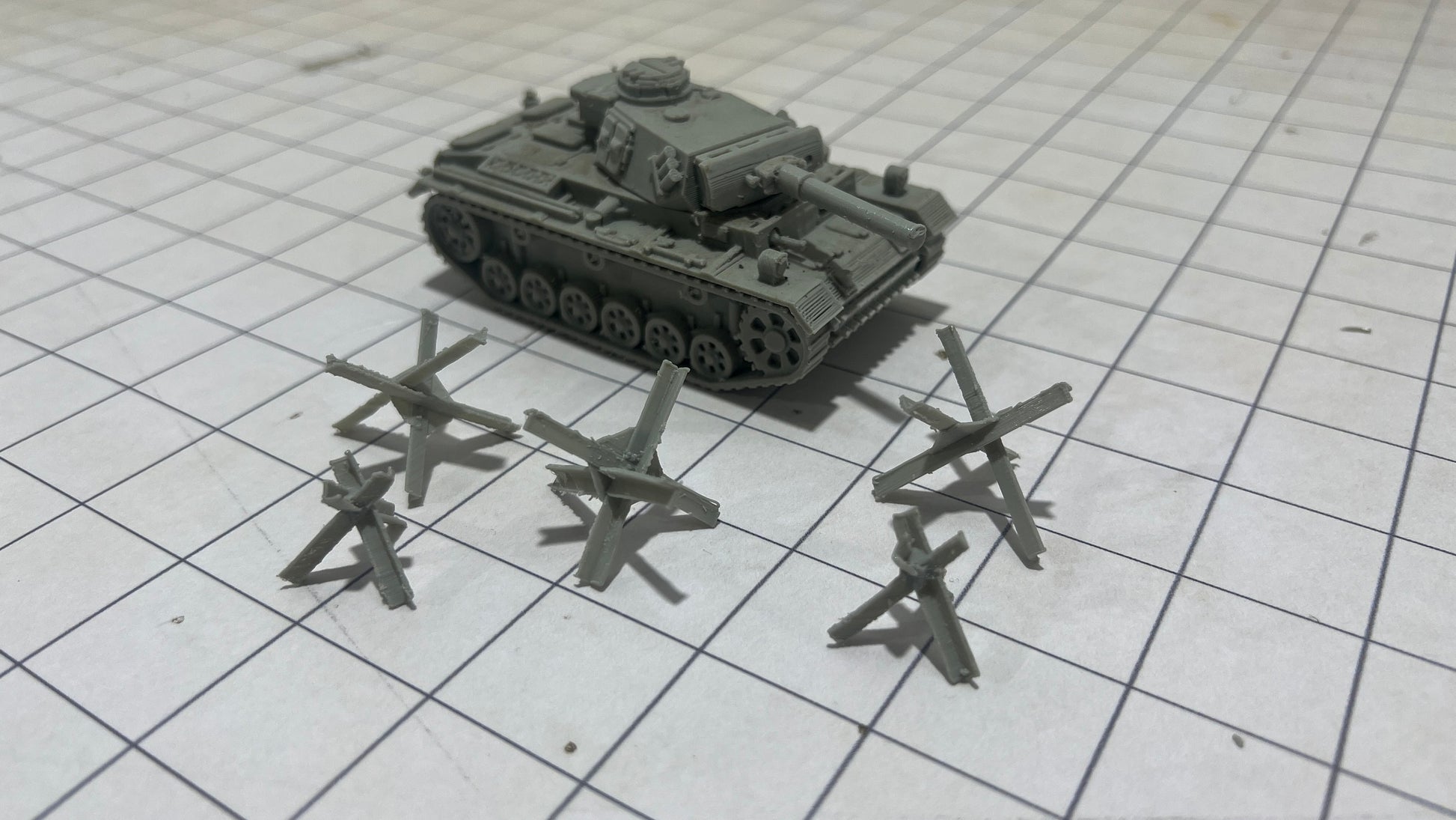 pz-iii-m-n-flamn with hedgehogs, Panzerkampfwagen, PzKpfw V, , Modern warfare, Tabletop terrain, WW2, WWII,