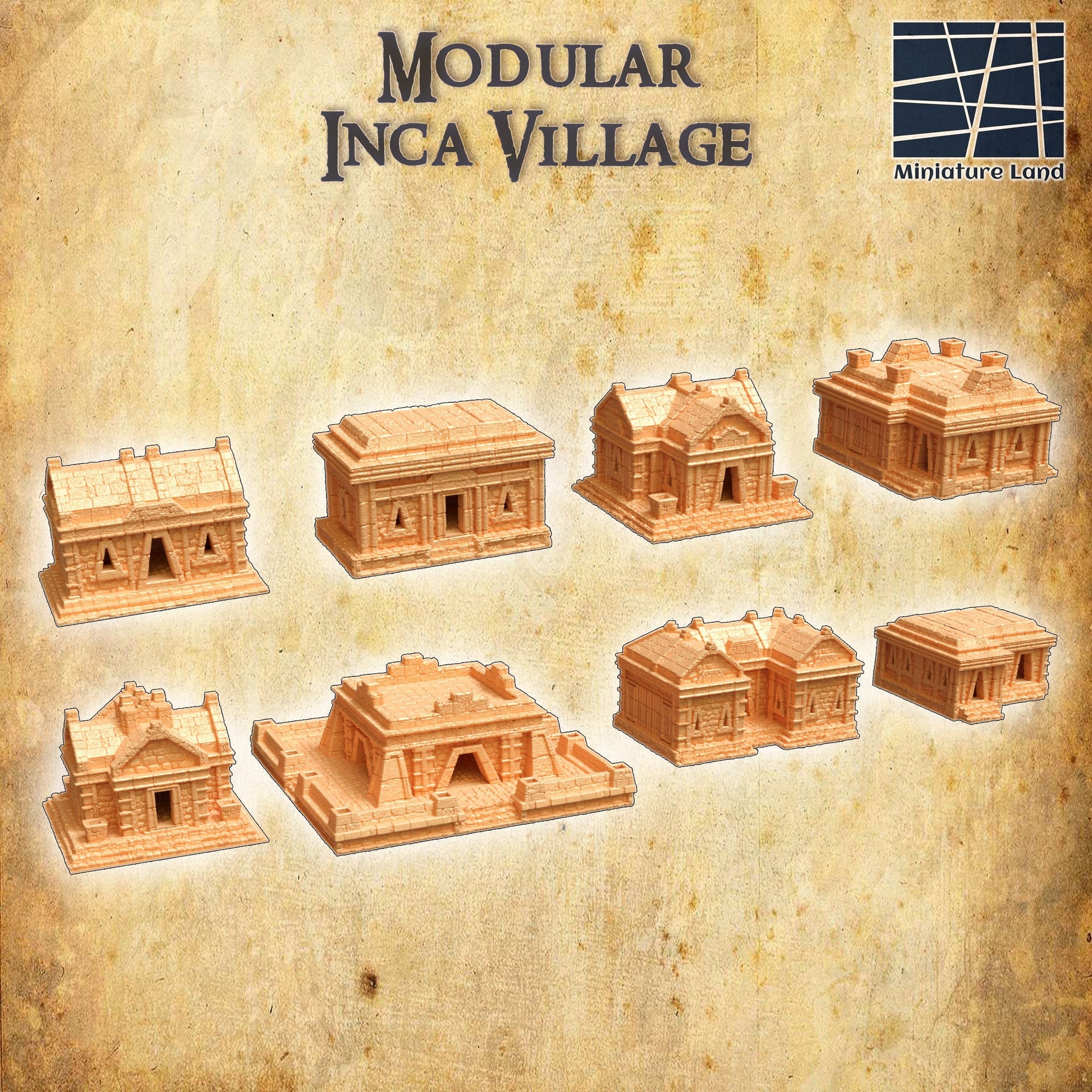 Modular Inca Village Set, Village Set, Village, Inca Village, 8 Houses