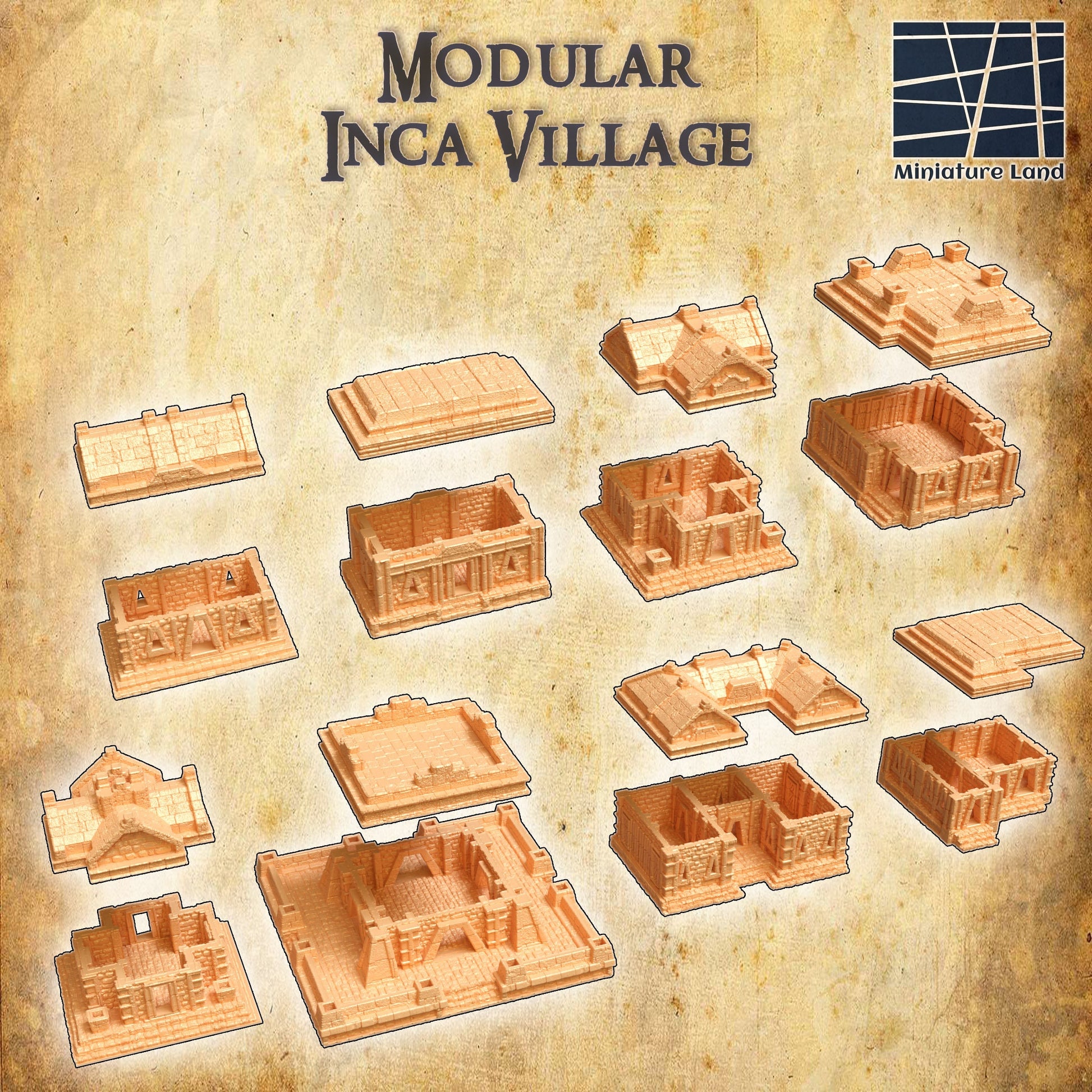 Modular Inca Village Set, Village Set, Village, Inca Village, 8 Houses