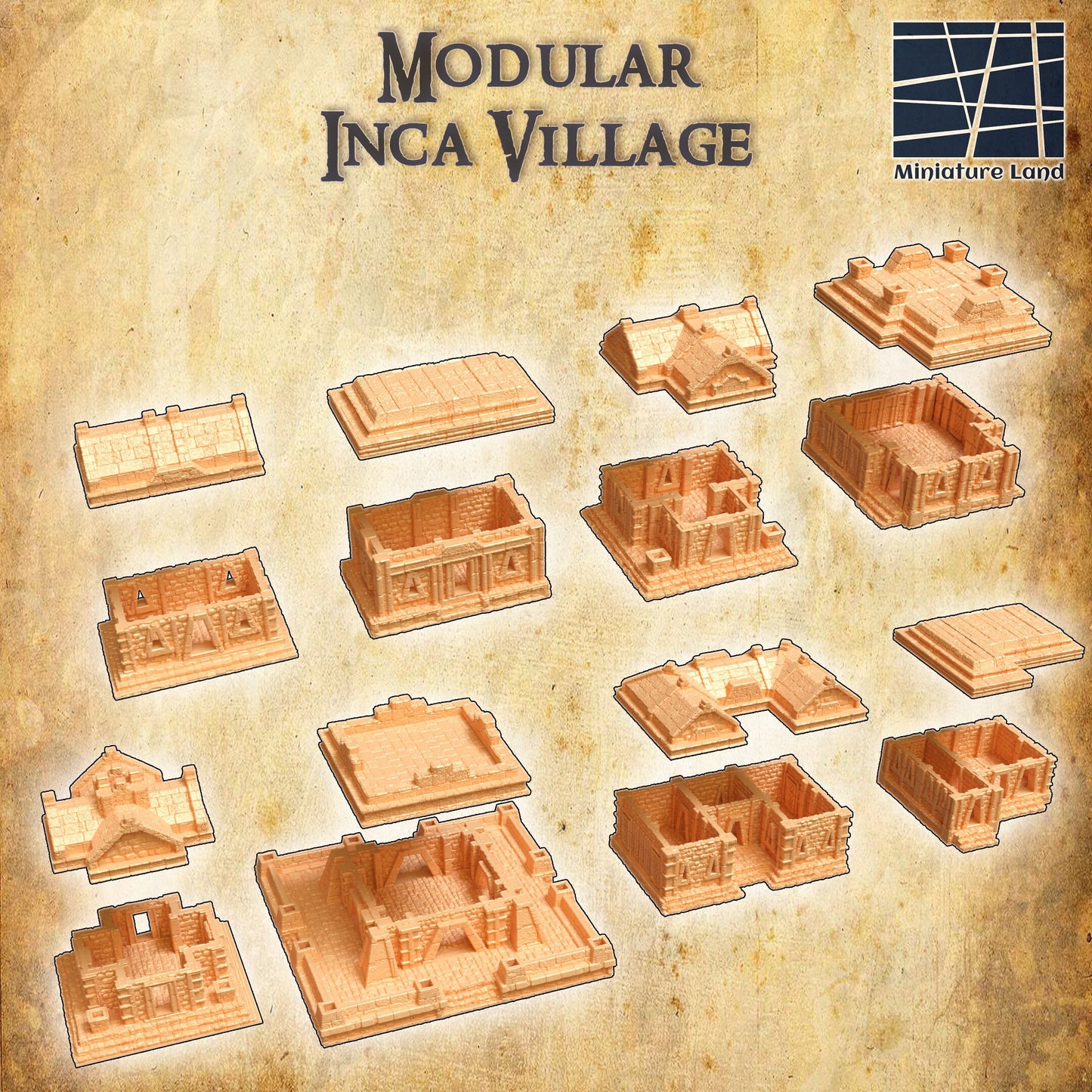 Explore ancient history with our Inca Village Playset, featuring eight detailed buildings perfect for tabletop RPGs. Minis and dice not included.