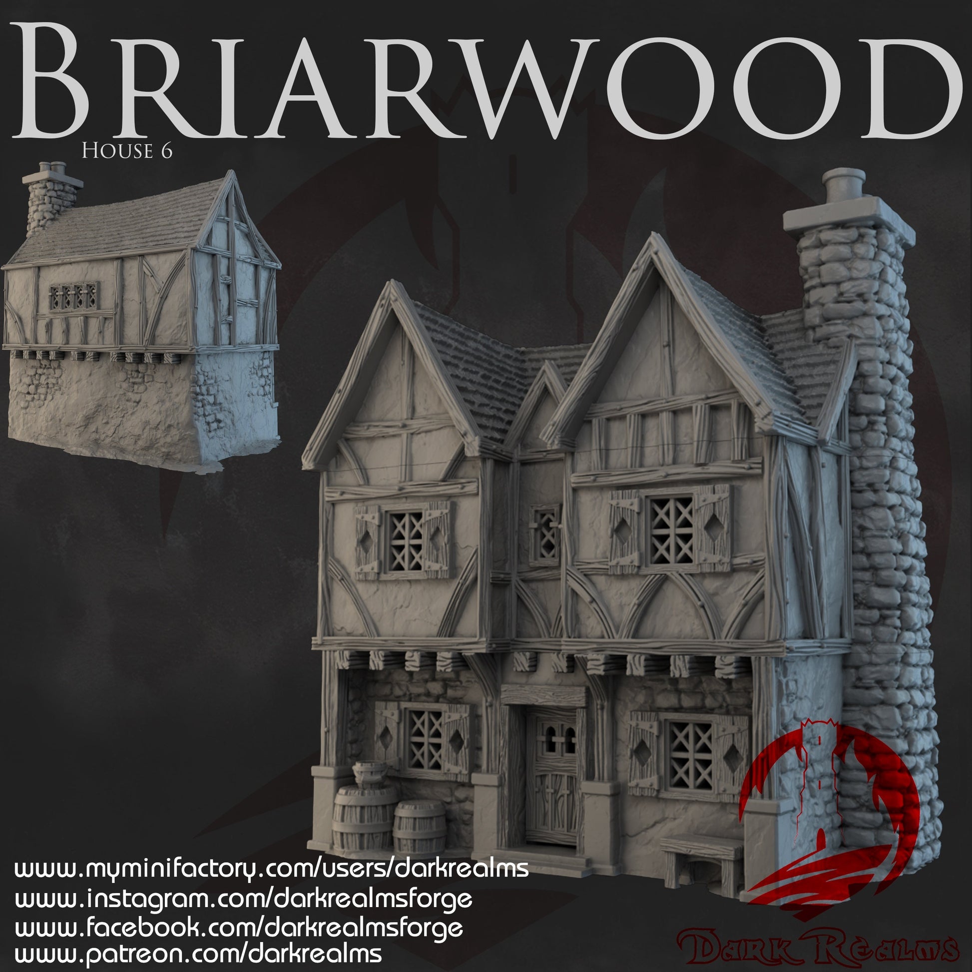 DnD Miniature, 40k Terrain, Train Terrain, Tabletop Town, Tabletop Game, Dnd Table, DND Terrain, DND Miniatures, gaming terrain, 28mm Terrain, Briarwood, Gate and walls, gatehouse, gate, walls, dnd