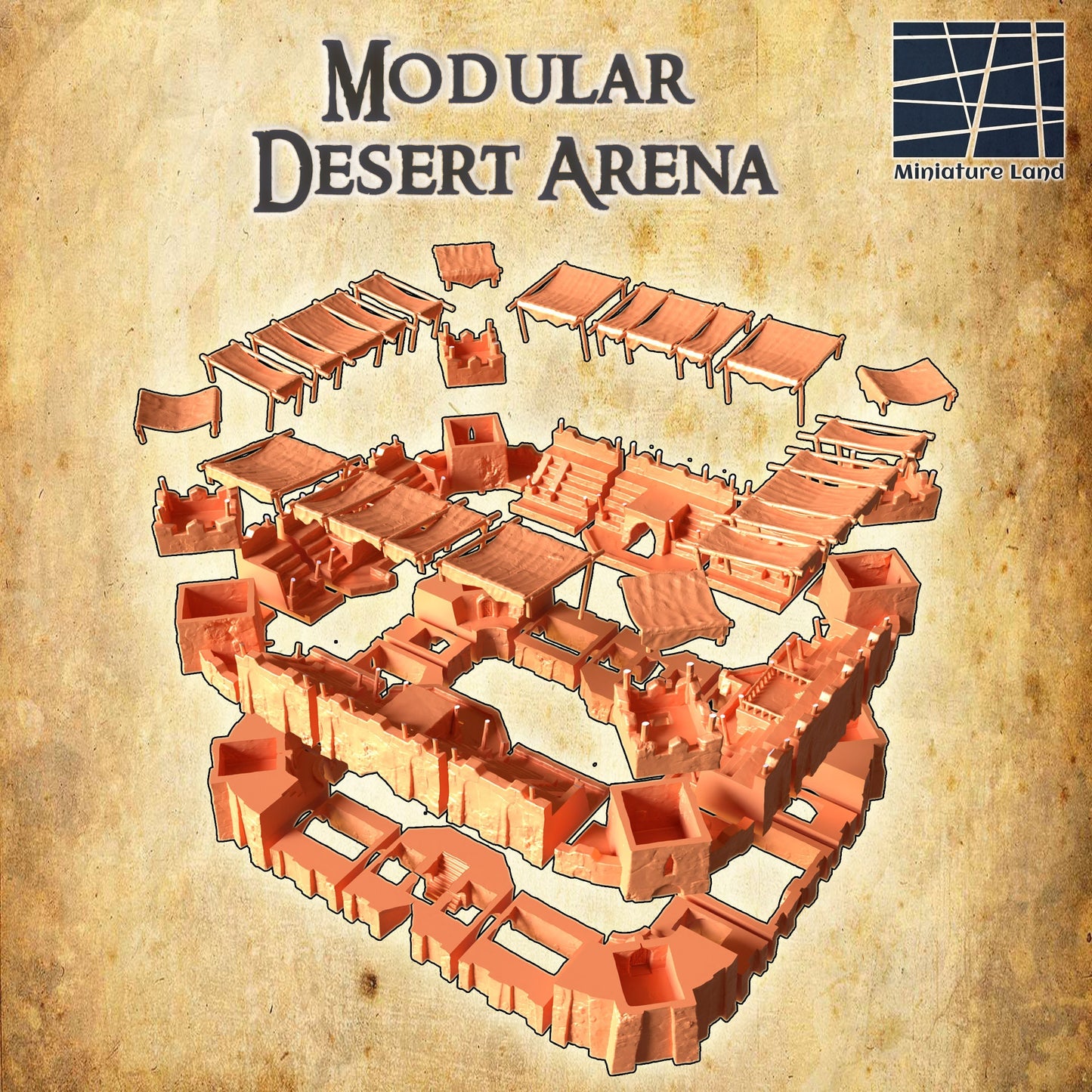 Modular Desert Arena, Gladiator, Gladiator Arena 28mm 29x25x12