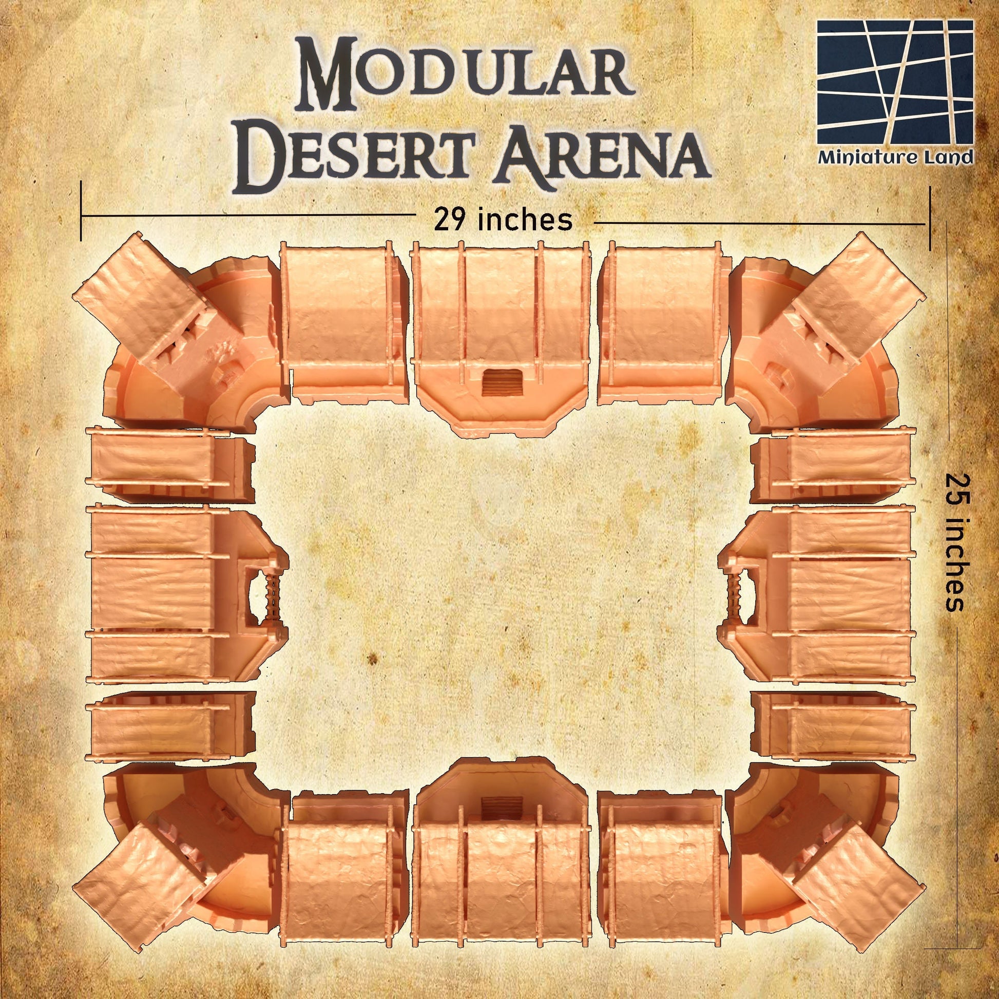 Modular Desert Arena, Gladiator, Gladiator Arena 28mm 29x25x12