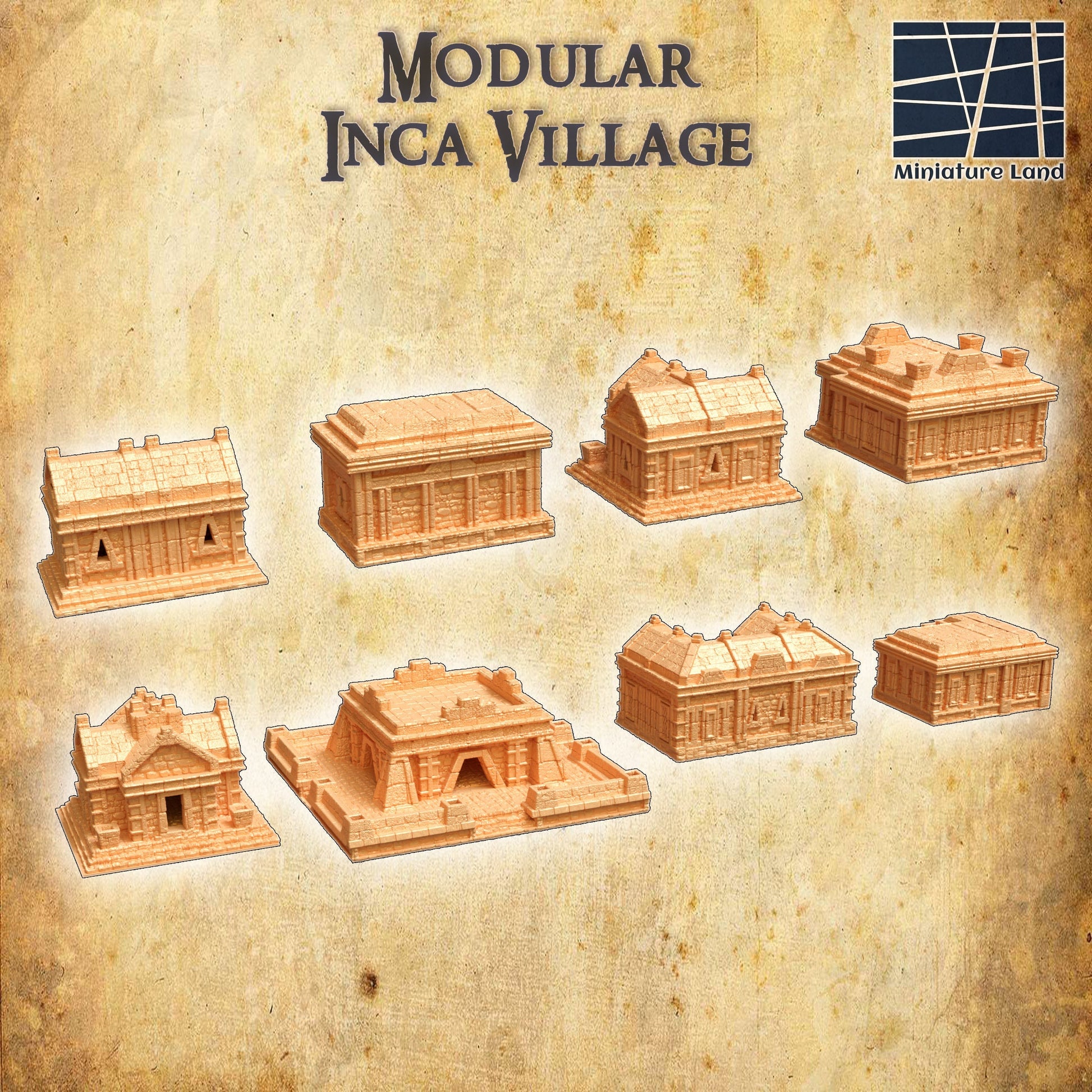 Explore ancient history with our Inca Village Playset, featuring eight detailed buildings perfect for tabletop RPGs. Minis and dice not included.