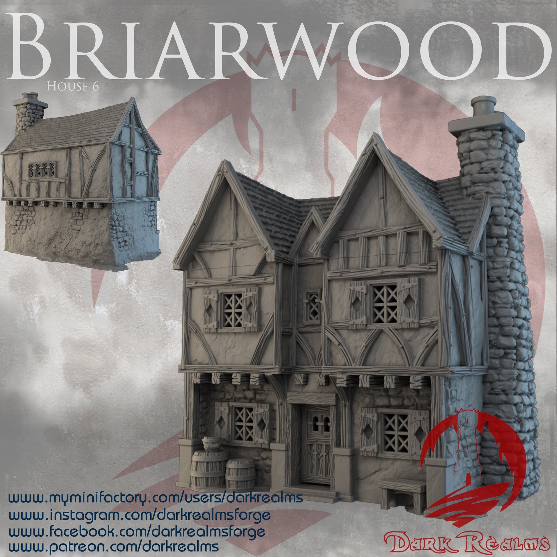 DnD Miniature, 40k Terrain, Train Terrain, Tabletop Town, Tabletop Game, Dnd Table, DND Terrain, DND Miniatures, gaming terrain, 28mm Terrain, Briarwood, Gate and walls, gatehouse, gate, walls, dnd