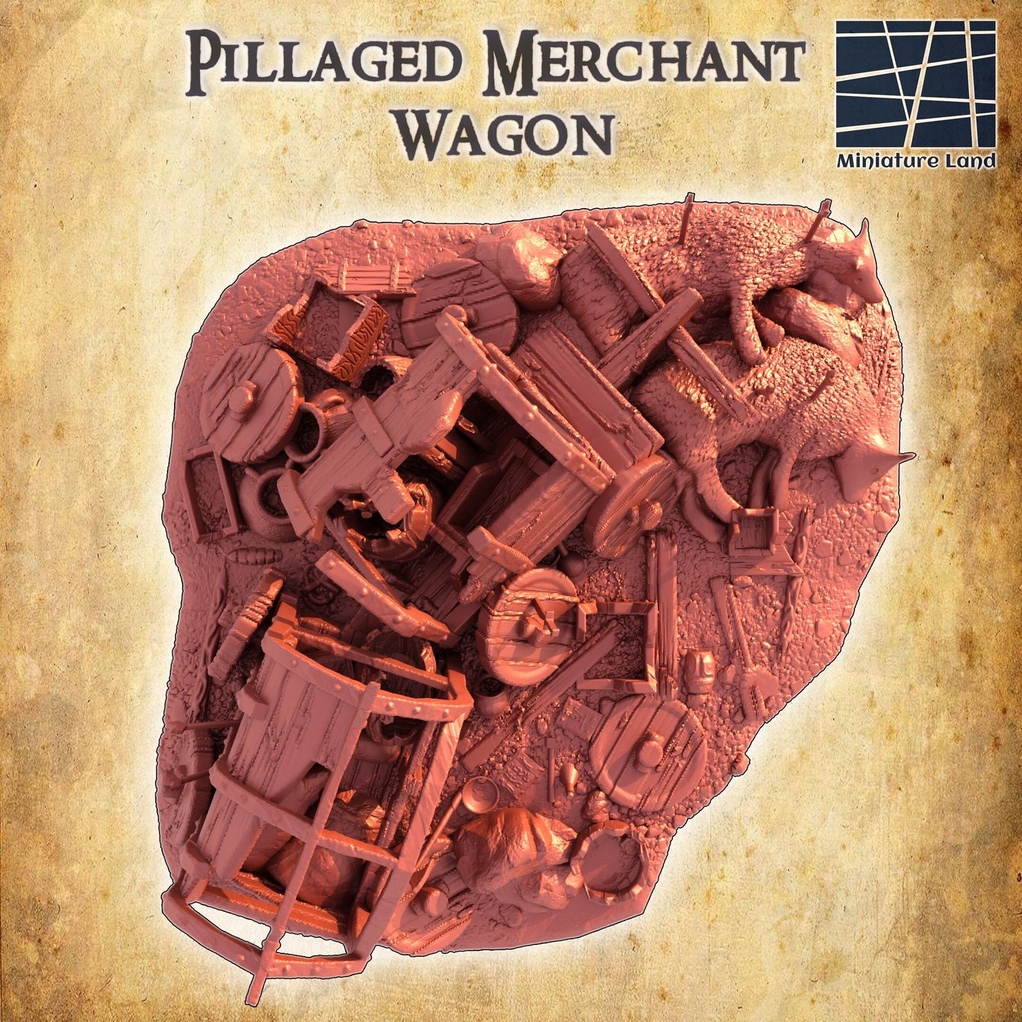 Pillaged Merchant Wagon, Merchant Ruin, Cart Ruin, wagon ruin