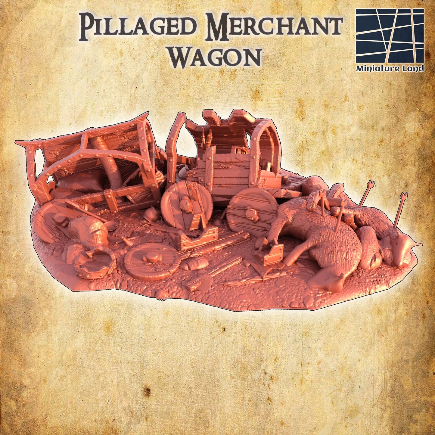 Pillaged Merchant Wagon, Merchant Ruin, Cart Ruin, wagon ruin