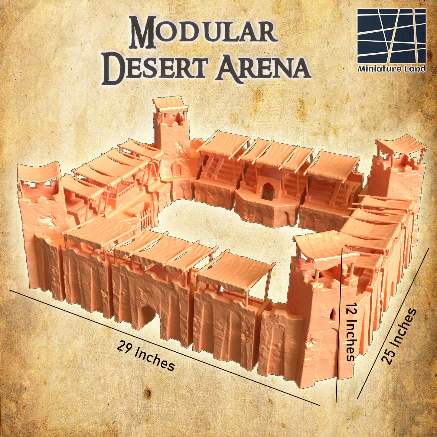 Modular Desert Arena, Gladiator, Gladiator Arena 28mm 29x25x12