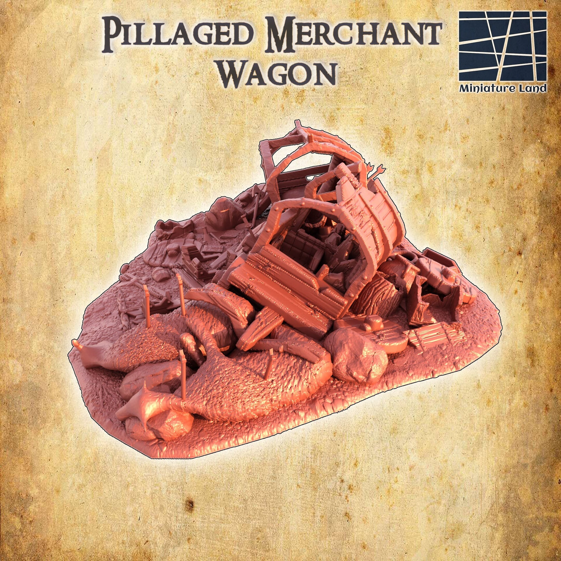 Pillaged Merchant Wagon, Merchant Ruin, Cart Ruin, wagon ruin