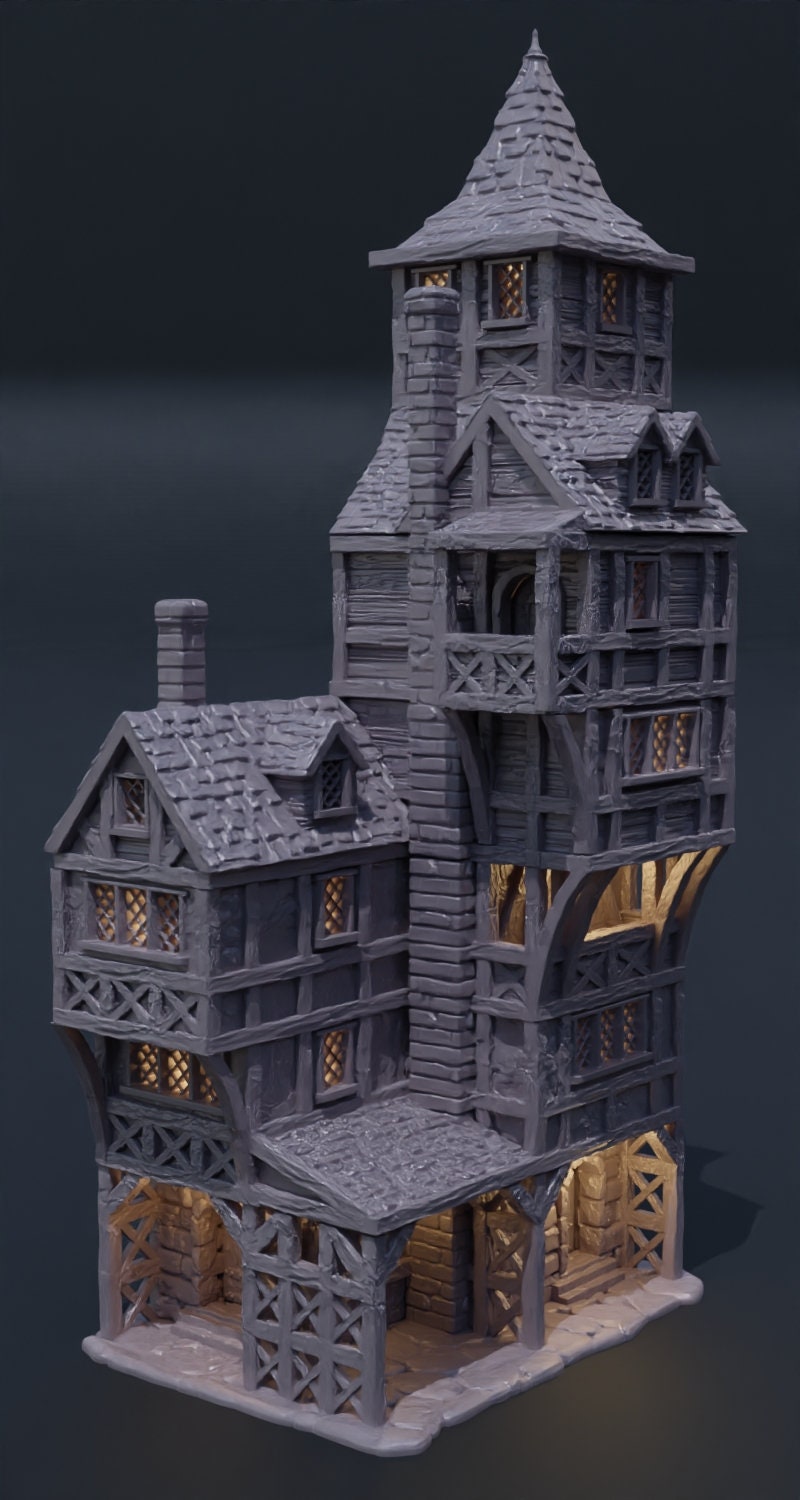 ClockTower, Mordheim, dungeons and Dragons, Ruined Elven, houses, Tabletop, Fantasy Terrain, Town Set, Town and Market, Mordheim Set, Wargaming, Dungeons and Dragons, Lord of the rings, RPG Set, Village Set, building set, small town, Market, town