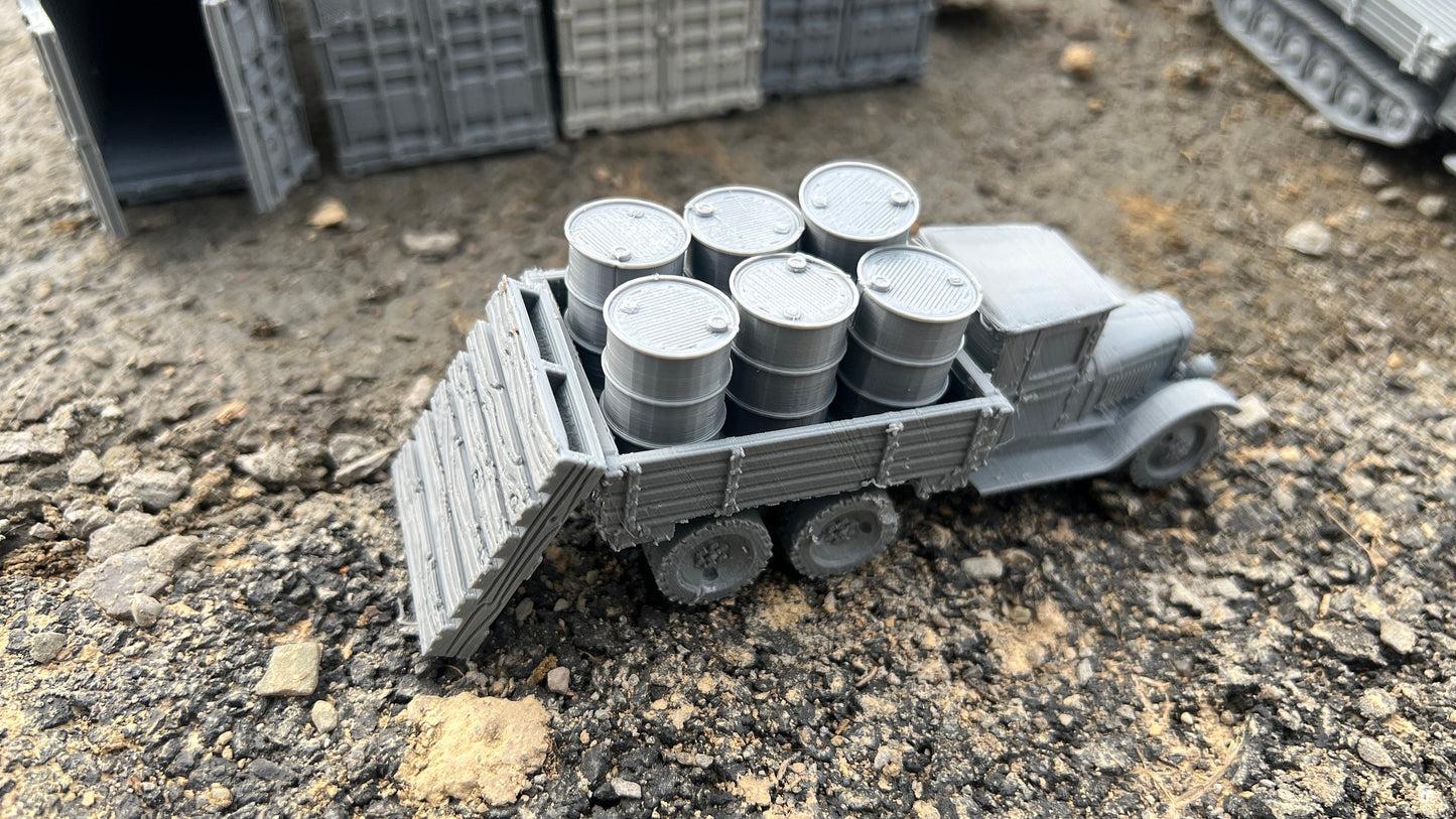 Truck load of barrels, ZIS-6, Truck, Soviet Era, Post War, cold war, tabletop gaming, tabletop terrain