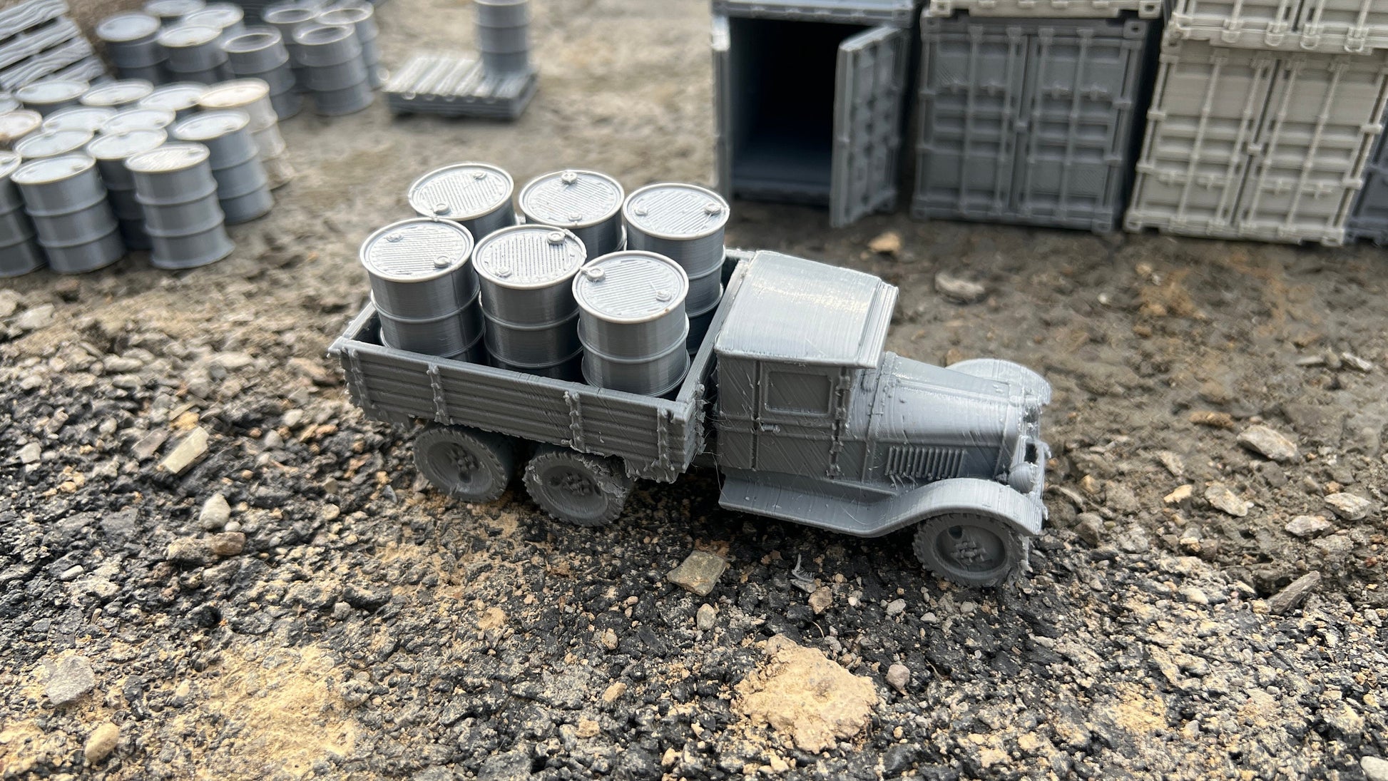 Truck load of barrels, ZIS-6, Truck, Soviet Era, Post War, cold war, tabletop gaming, tabletop terrain