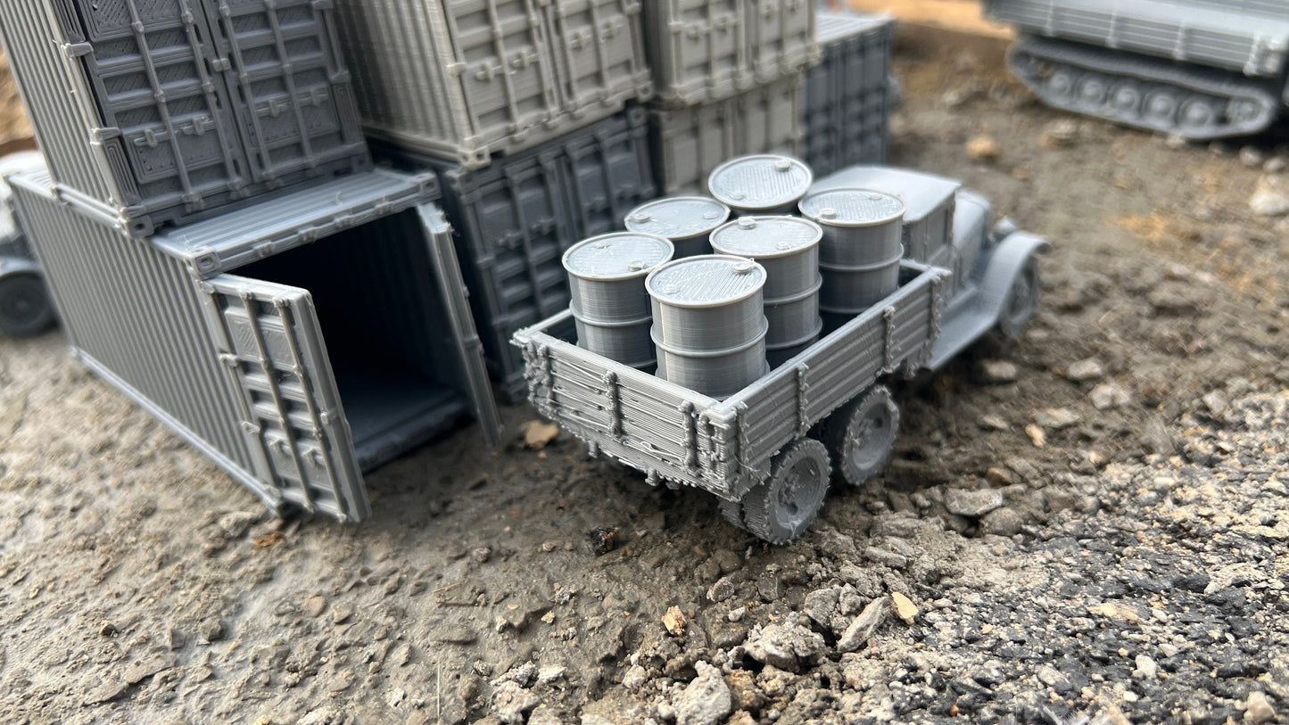 Truck load of barrels, ZIS-6, Truck, Soviet Era, Post War, cold war, tabletop gaming, tabletop terrain