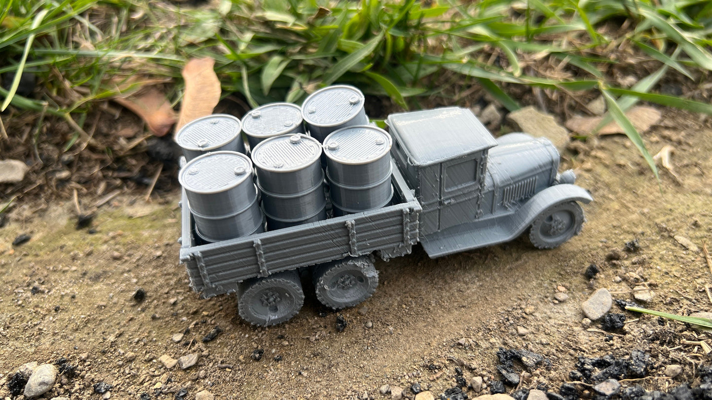 Truck load of barrels, ZIS-6, Truck, Soviet Era, Post War, cold war, tabletop gaming, tabletop terrain