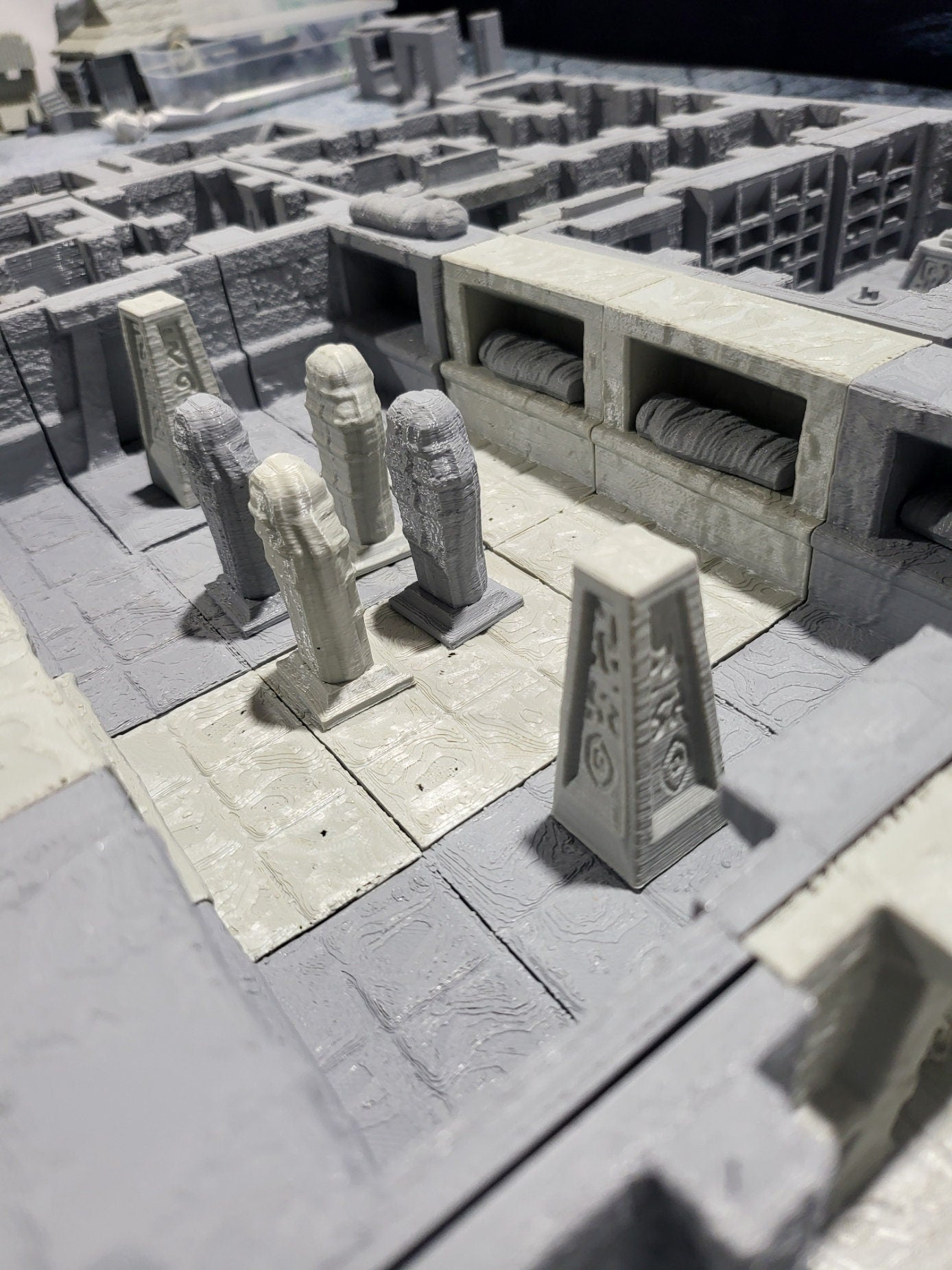 desert tomb pieces, including detailed stone walls, ancient carvings, hidden passages, and artifacts. Realistic sand and stone textures perfect for enhancing tabletop RPGs like DnD and Pathfinder. Ideal for creating immersive ancient ruins