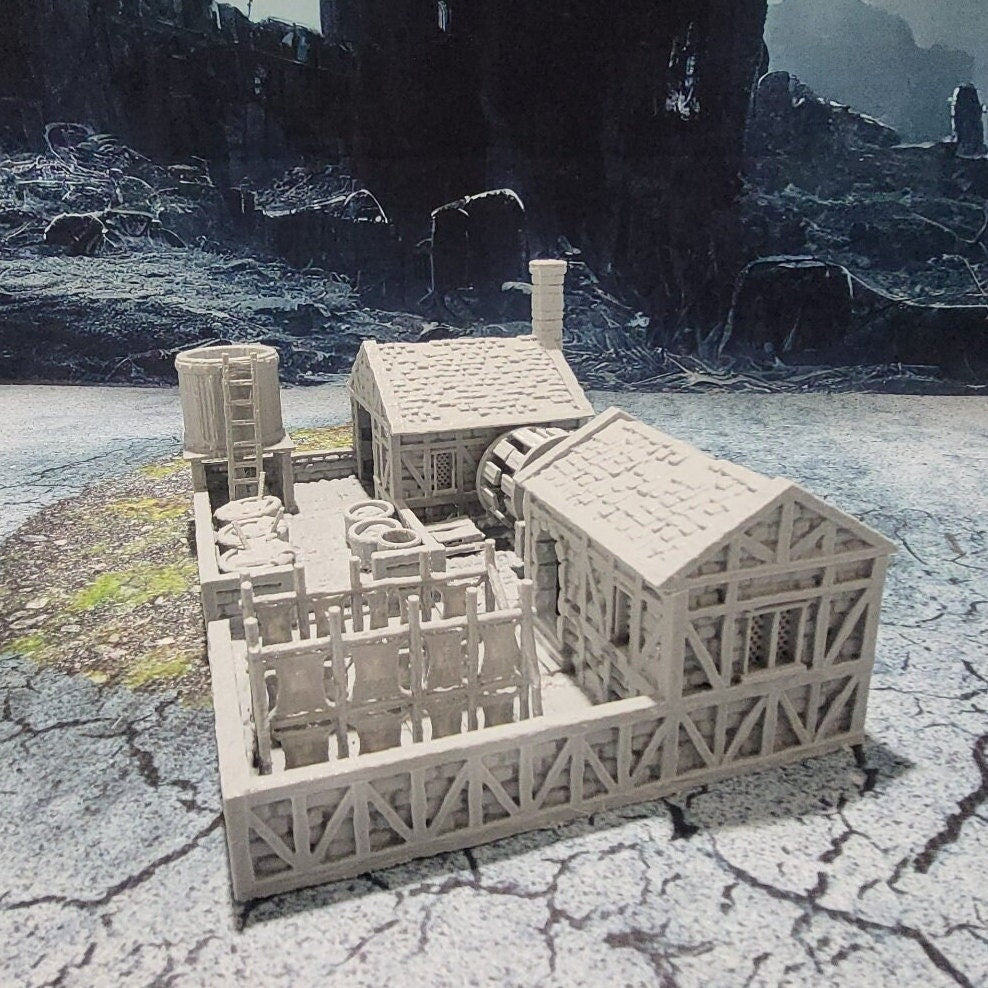 ClockTower, Mordheim, dungeons and Dragons, Ruined, houses,Tabletop, Fantasy Terrain, Town Set, Town and Market, Mordheim Set, Wargaming, Dungeons and Dragons, Lord of the rings, RPG Set, Village Set, building set, small town, Market, town, Tannery