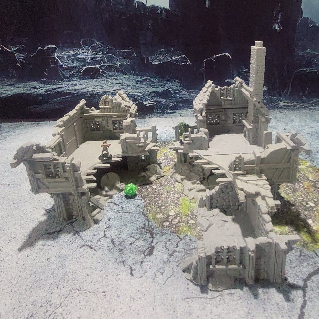 Tabletop Terrain, Mordheim, D&D, Pirate, Tower, Ruin, Ruined, houses, Tabletop, Fantasy Terrain, Town Set, Town and Market, Mordheim Set, Wargaming, Dungeons and Dragons, Lord of the rings, RPG Set, Village Set, building set, small town, Market, town