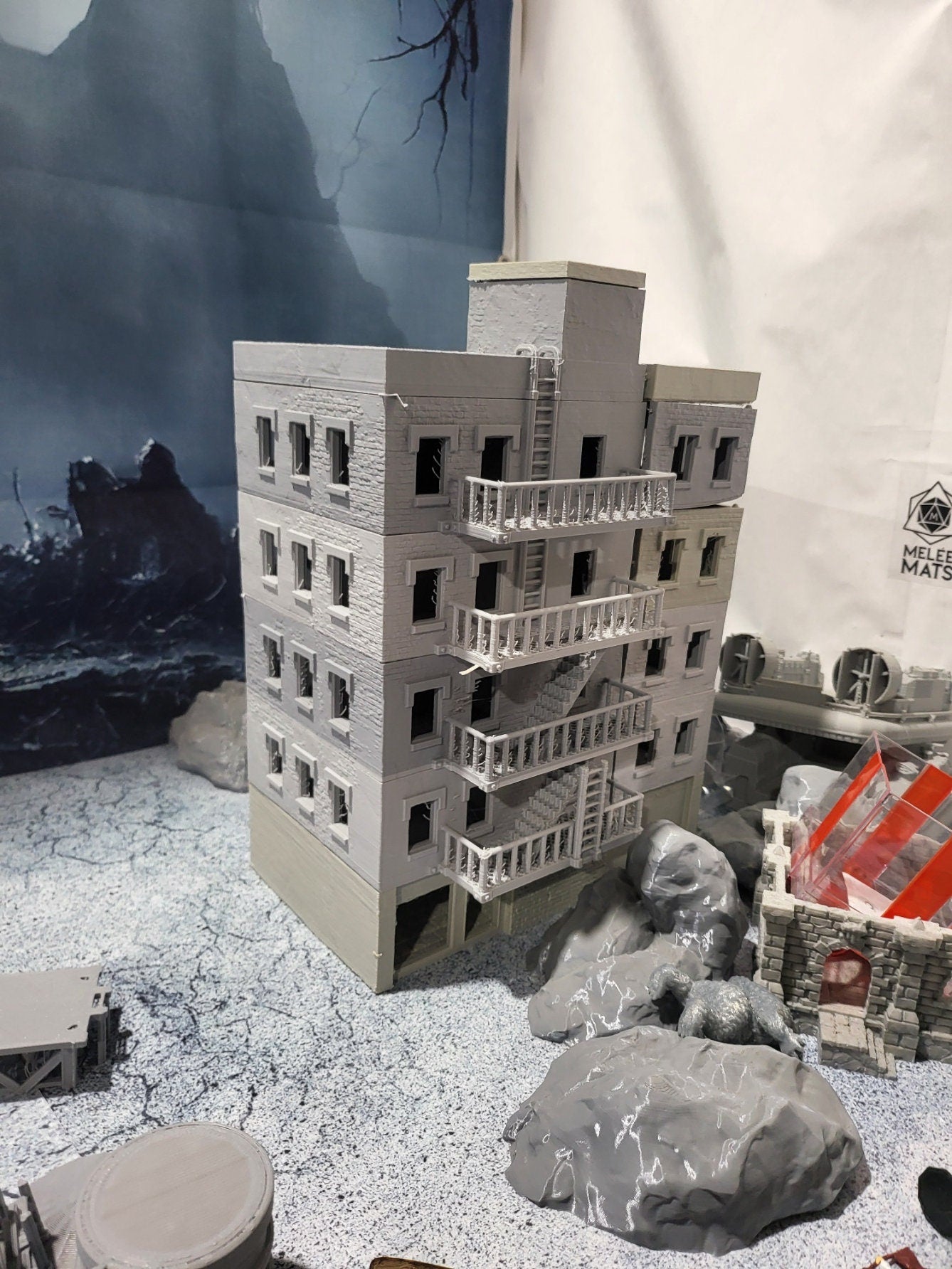 Ashfall City Apartment Building, Tabletop Terrain, Gaming Miniature, Tabletop Scenery