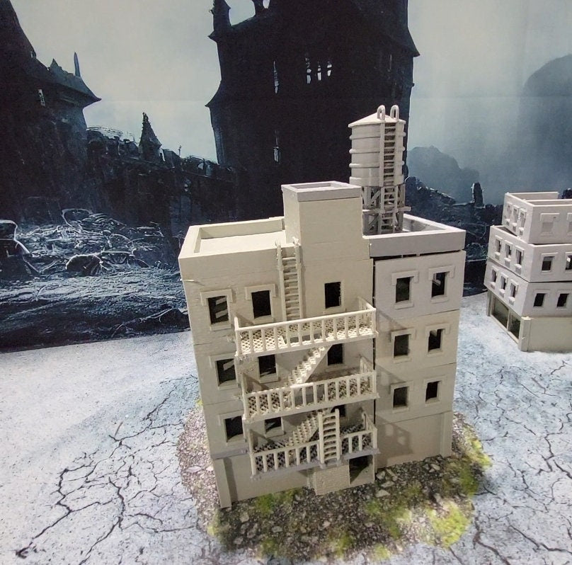 Ashfall City Apartment Building, Tabletop Terrain, Gaming Miniature, Tabletop Scenery