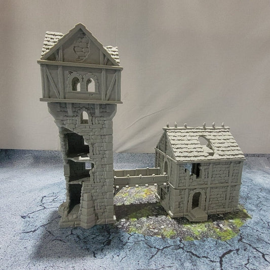 Tabletop Terrain, Mordheim, D&D, Pirate, Tower, Ruin, Ruined, houses, Tabletop, Fantasy Terrain, Town Set, Town and Market, Mordheim Set, Wargaming, Dungeons and Dragons, Lord of the rings, RPG Set, Village Set, building set, small town, Market, town