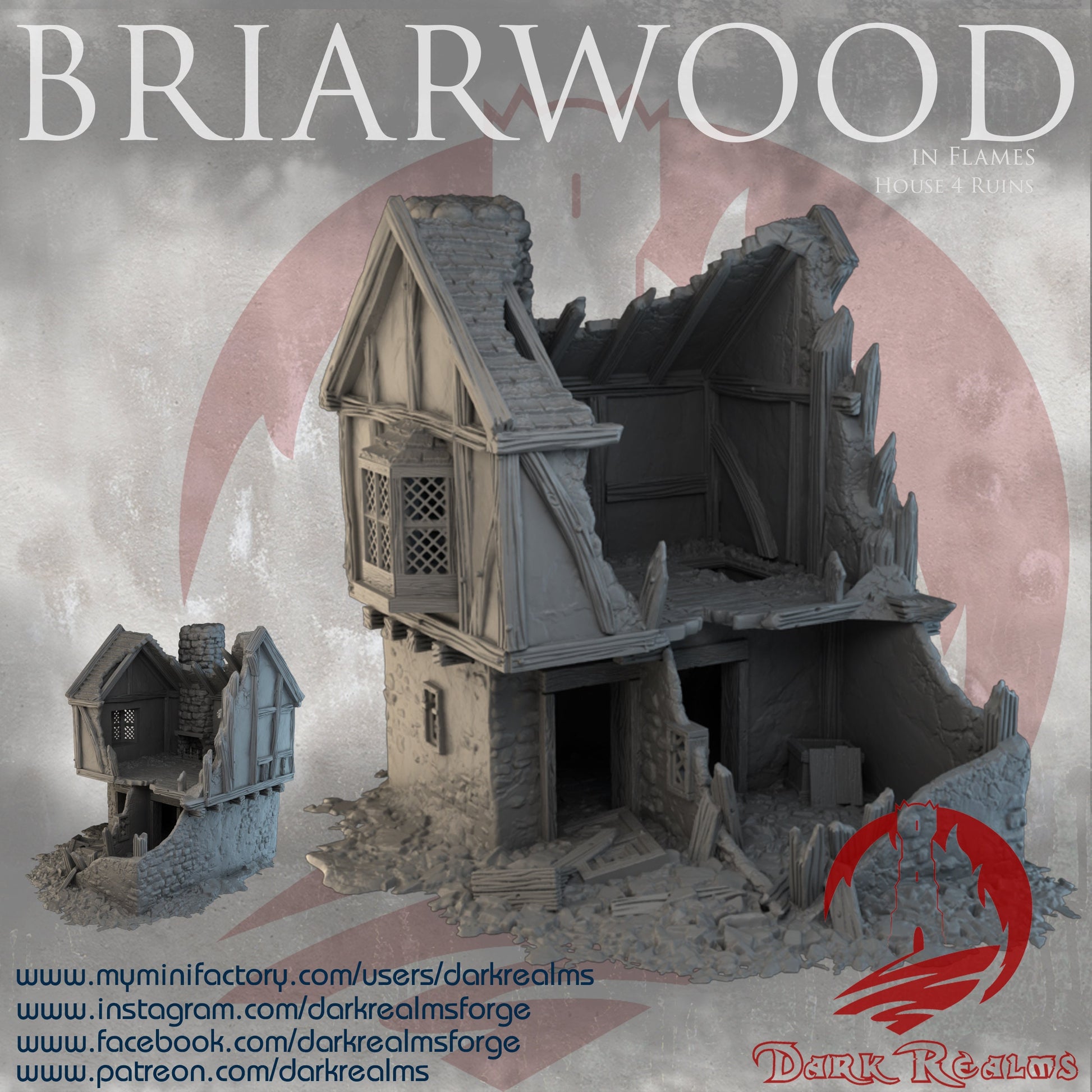 DnD Miniature, 40k Terrain, Train Terrain, Tabletop Town, Tabletop Game, Dnd Table, DND Terrain, DND Miniatures, gaming terrain, 28mm Terrain, Briarwood, Gate and walls, gatehouse, gate, walls, dnd