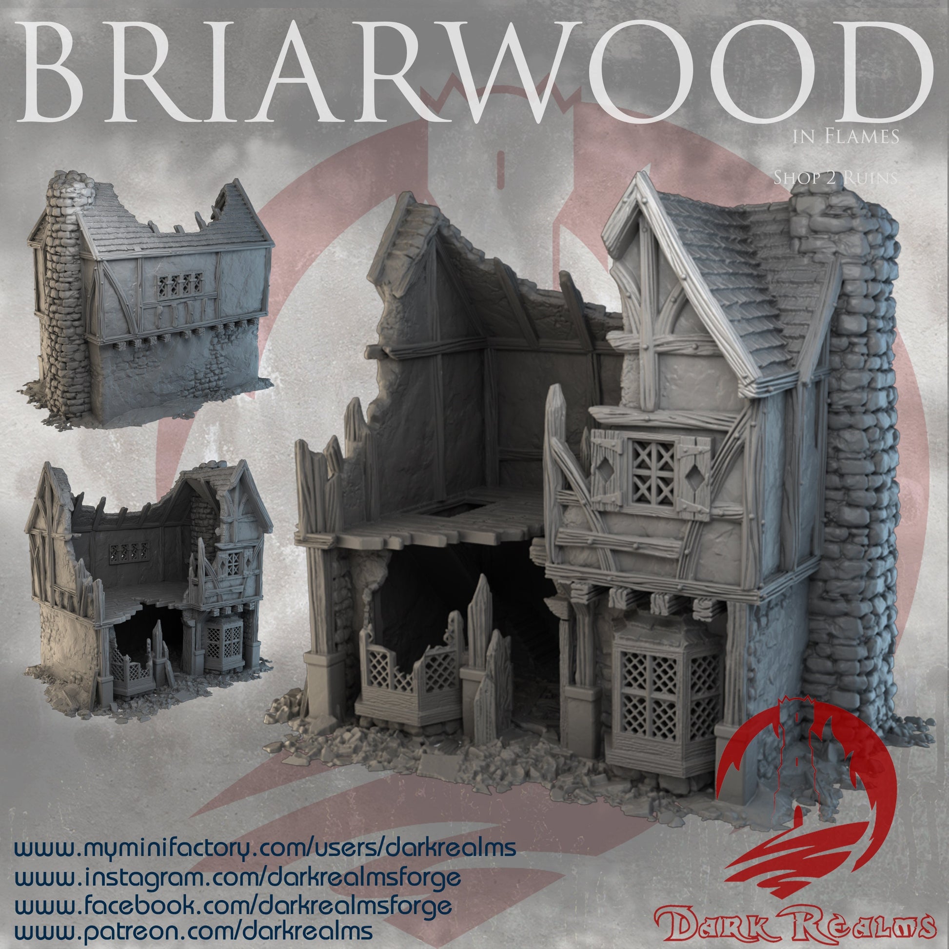 DnD Miniature, 40k Terrain, Train Terrain, Tabletop Town, Tabletop Game, Dnd Table, DND Terrain, DND Miniatures, gaming terrain, 28mm Terrain, Briarwood, Gate and walls, gatehouse, gate, walls, dnd