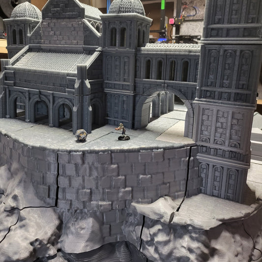 Mountain Hall, Dungeons and Dragons, warhammer, Osgiliath, lotr, Gondor, Lord of the rings, city building, Minas Tirith, Wall, Ivory Citadel, Citadel, Mountain Citadel, Golem, Gandalf, Mountain City, City, Gift, 28mm Terrain, Tabletop, RPG, Roleplay