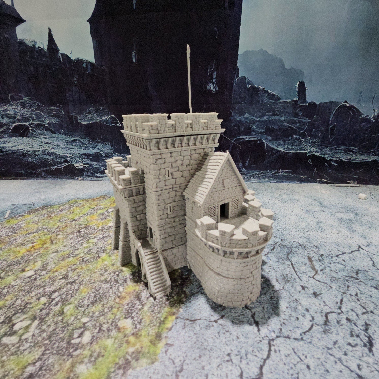 Tabletop Terrain, Mordheim, DnD, Wizard School, Tower, Wizard, Ruined, Train Set, Tabletop, Fantasy Terrain, Town Set, Town and Market, Mordheim Set, Wargaming, Dungeons and Dragons, RPG Set, Village Set, Dragon, Harry Potter, Market, College, castle