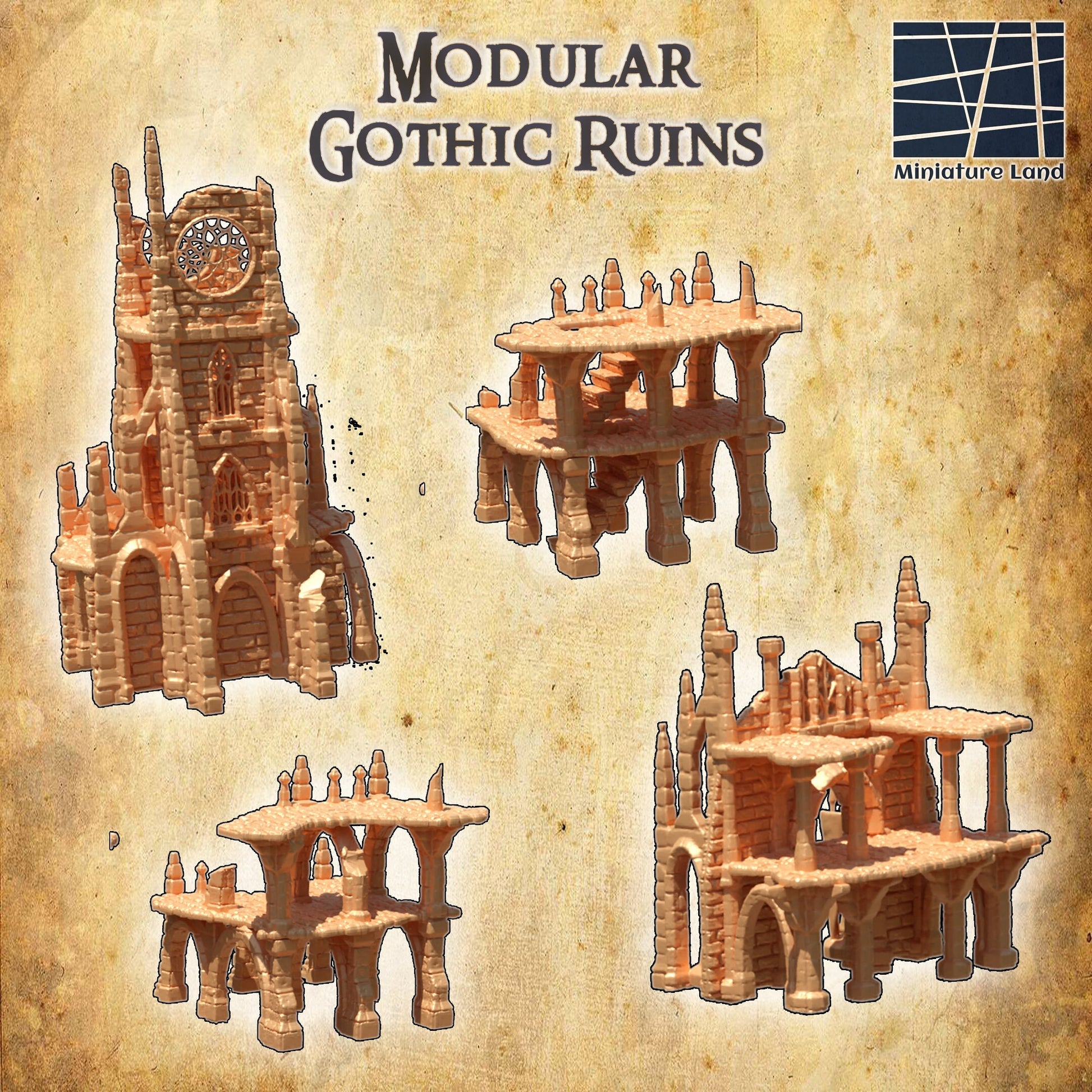 Tabletop Terrain, Mordheim, D&D, Pirate, Tower, Ruin, Ruined, houses, Tabletop, Fantasy Terrain, Town Set, Town and Market, Mordheim Set, Wargaming, Dungeons and Dragons, Lord of the rings, RPG Set, Village Set, Chaos, small town, Market, town