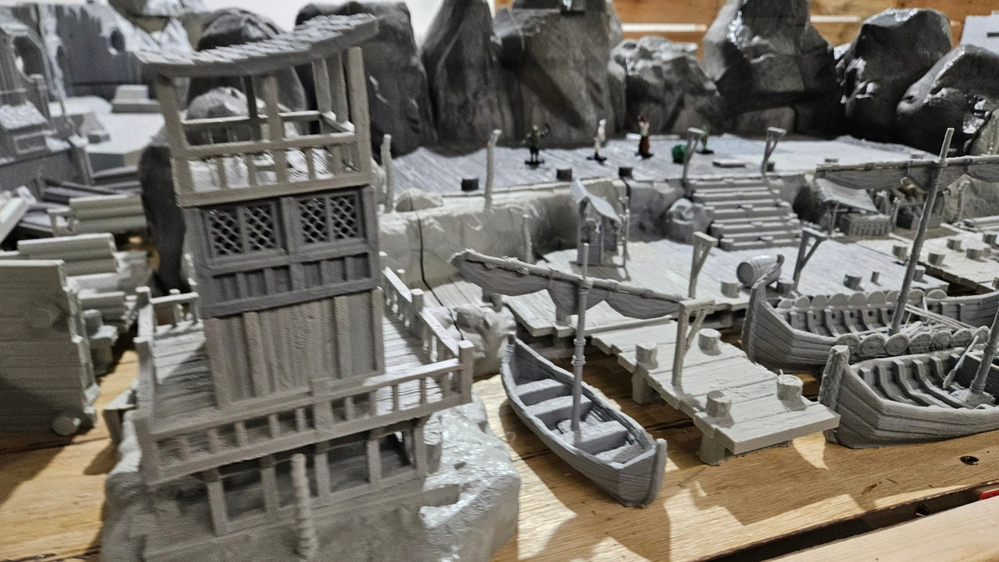 DnD Miniature, 40k Terrain, Train Terrain, Tabletop Town, Tabletop Game, Dnd Table, DND Terrain, DND Miniatures, gaming terrain, Pirate, 28mm Terrain, Pirate Island, Pirate Terrain, Pirate Houses, Caribbean Village, Jack Sparrow, Captain Hook