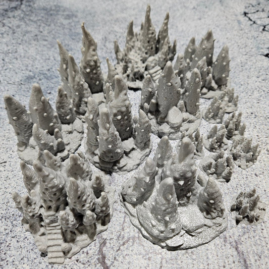 Highly detailed 3D-printed fungal clusters for tabletop RPGs like DnD and Pathfinder. Features include realistic textures of mushrooms, spores, and infected growths, perfect for mystical forests and infected zones.