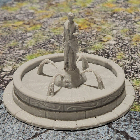 Fountain, Woman Fountain, Center piece town center, water fountain, dungeons and dragons, warhammer, warhammer terrain, 28mm terrain, gaming, tabletop, tabletop terrain, terrain, town square, 4 corners, tolkien, stranger things