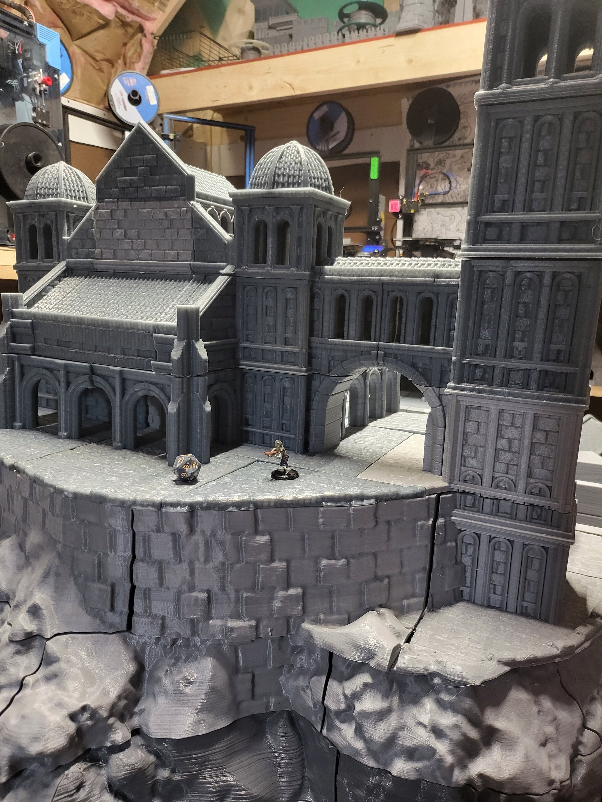 Mountain Hall, Dungeons and Dragons, warhammer, Osgiliath, lotr, Gondor, Lord of the rings, city building, Minas Tirith, Wall, Ivory Citadel, Citadel, Mountain Citadel, Golem, Gandalf, Mountain City, City, Gift, 28mm Terrain, Tabletop, RPG, Roleplay