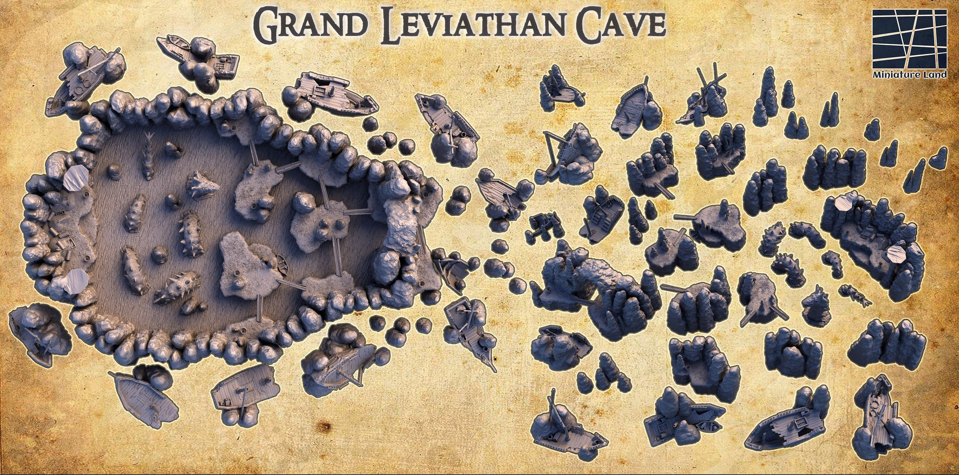 Tabletop Terrain, Cave System, D&D, Pirate, Tower, Ruin, Ruined, houses, Tabletop, Fantasy Terrain, Monster, Town and Market, Island Set, Wargaming, Dungeons and Dragons, Lord of the rings, RPG Set, Village Set, Chaos, leviathan, Market, caves