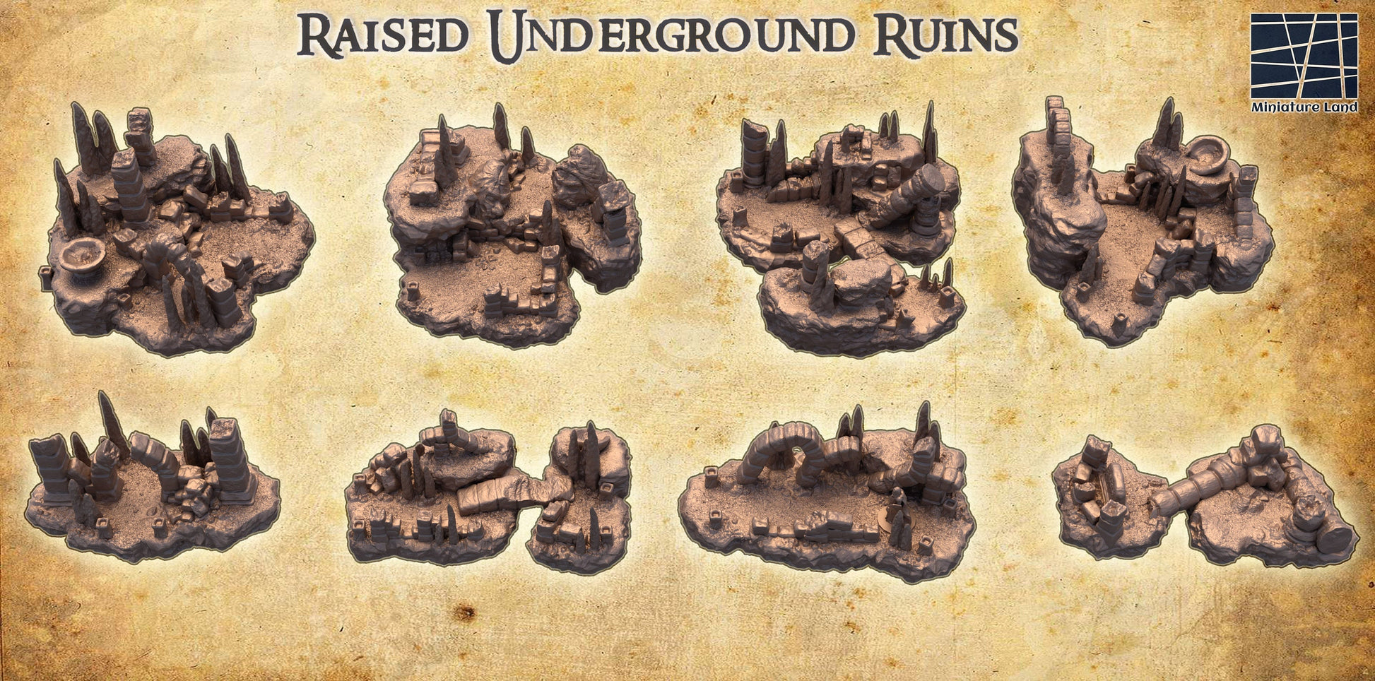 dnd terrain, Dungeons and Dragons, Dungeon Master, Bundle, board game, warhammer 40k, star wars, dnd dice, birthday gift, miniatures, role playing games, cyberpunk, Desert Terrain, PLA, 3D Print, 28mm, Set, Tabletop, Box Set, underground, cavern ruin