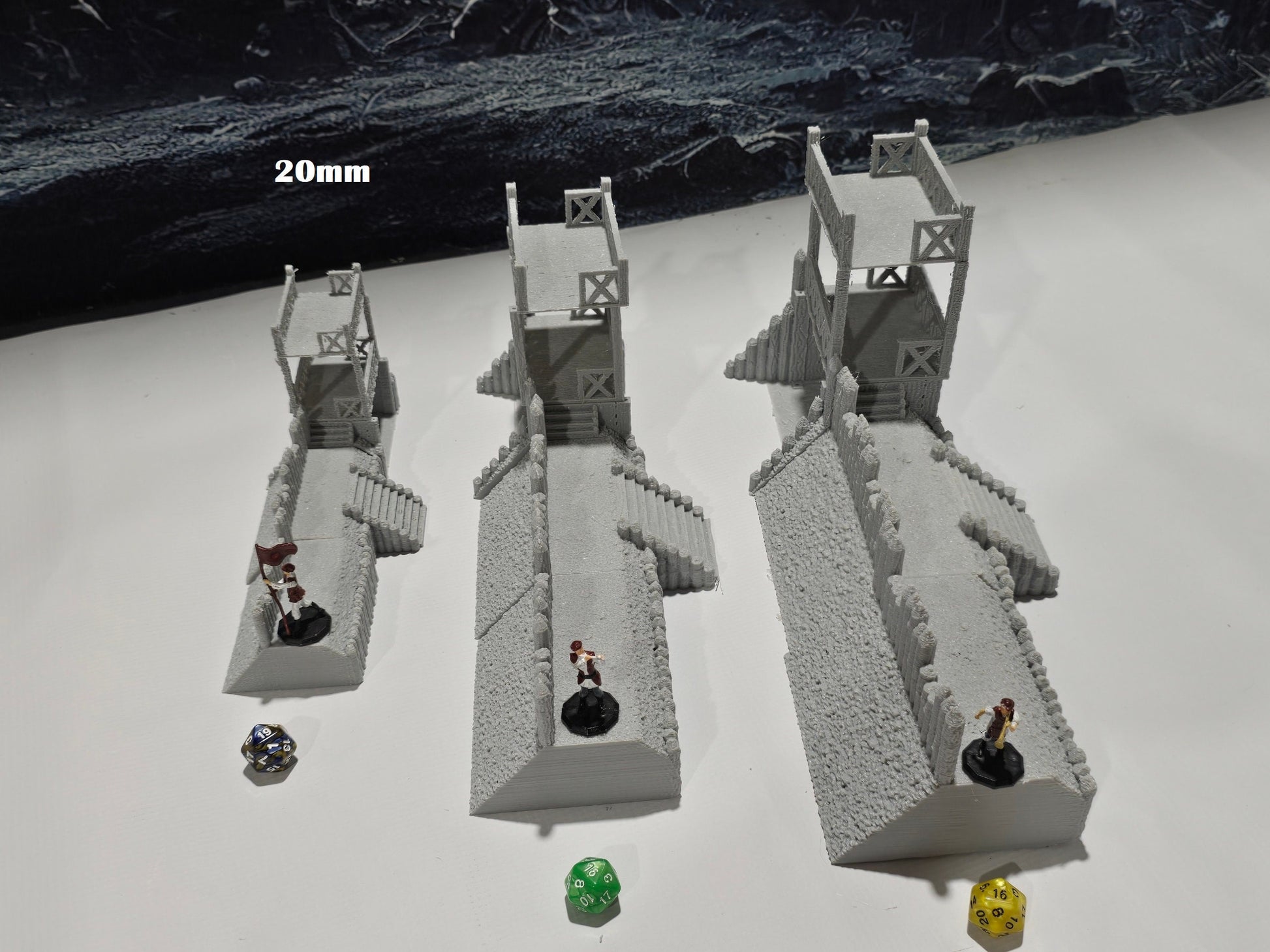 Desert Wall Kit for tabletop wargaming with detailed walls, defensive towers, and gates. Ideal for desert fortifications, Roman camps, and recreating the Battle of Alesia in Warhammer, D&D, Pathfinder, and historical-themed games.